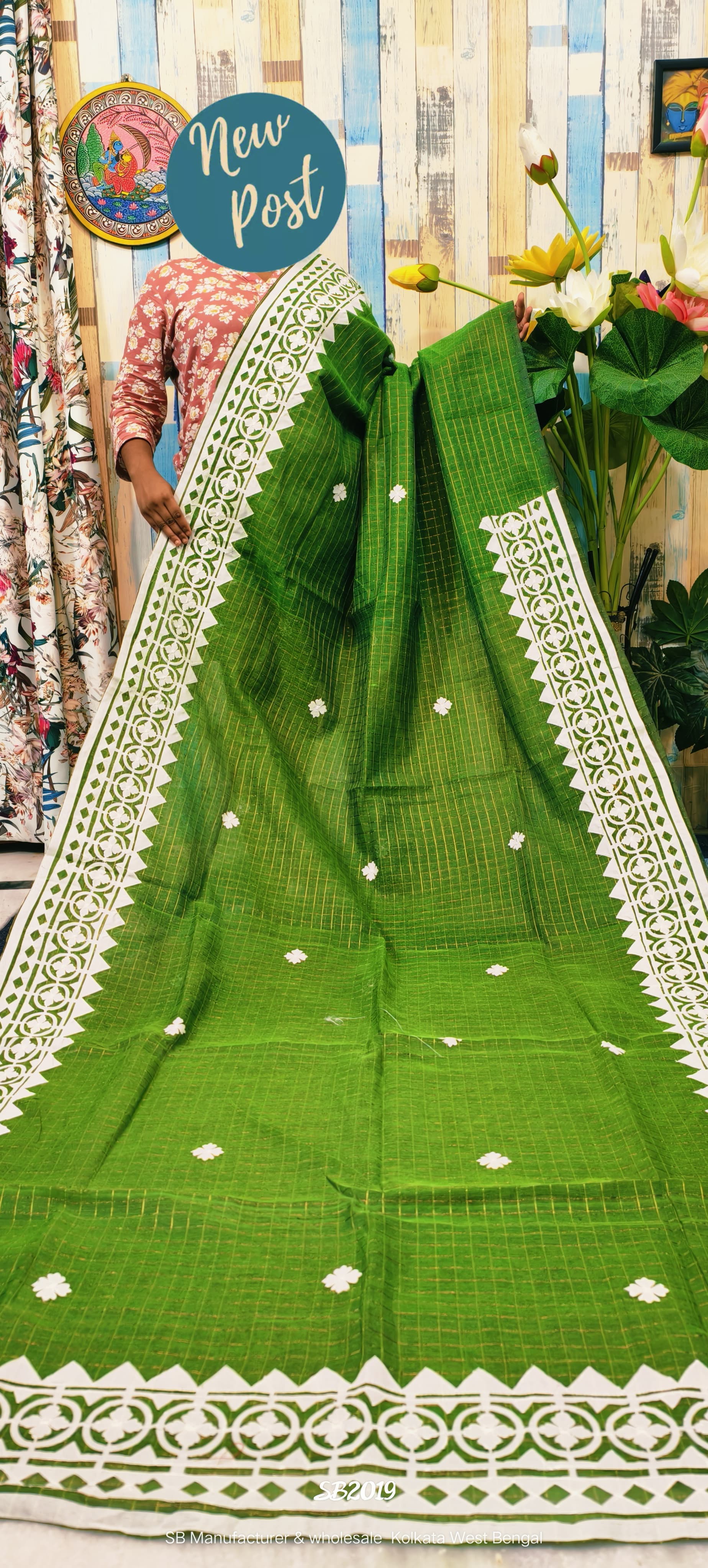 🌼Pure cotton applick work saree🌼