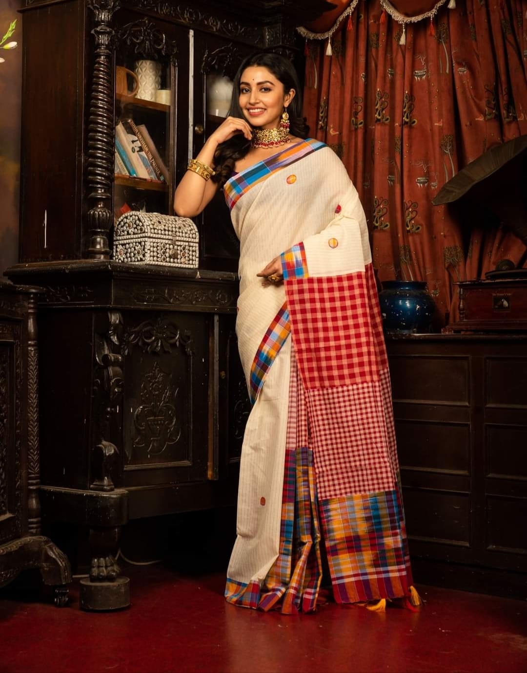 Traditional Gamcha Mixmatch saree