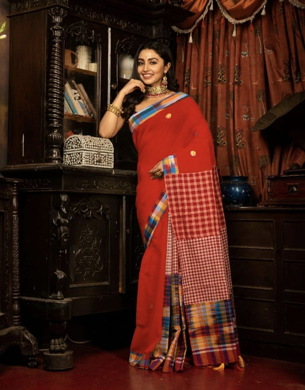 Traditional Gamcha Mixmatch saree