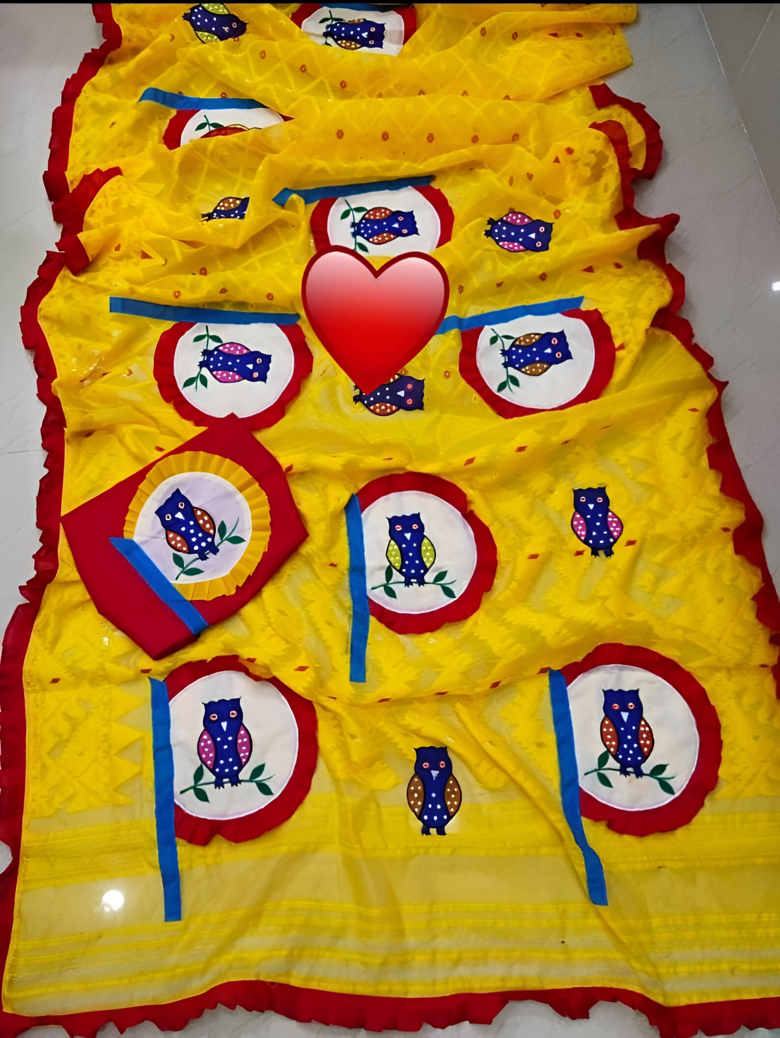 Traditional Embroidered  Jamdani Applique Saree
