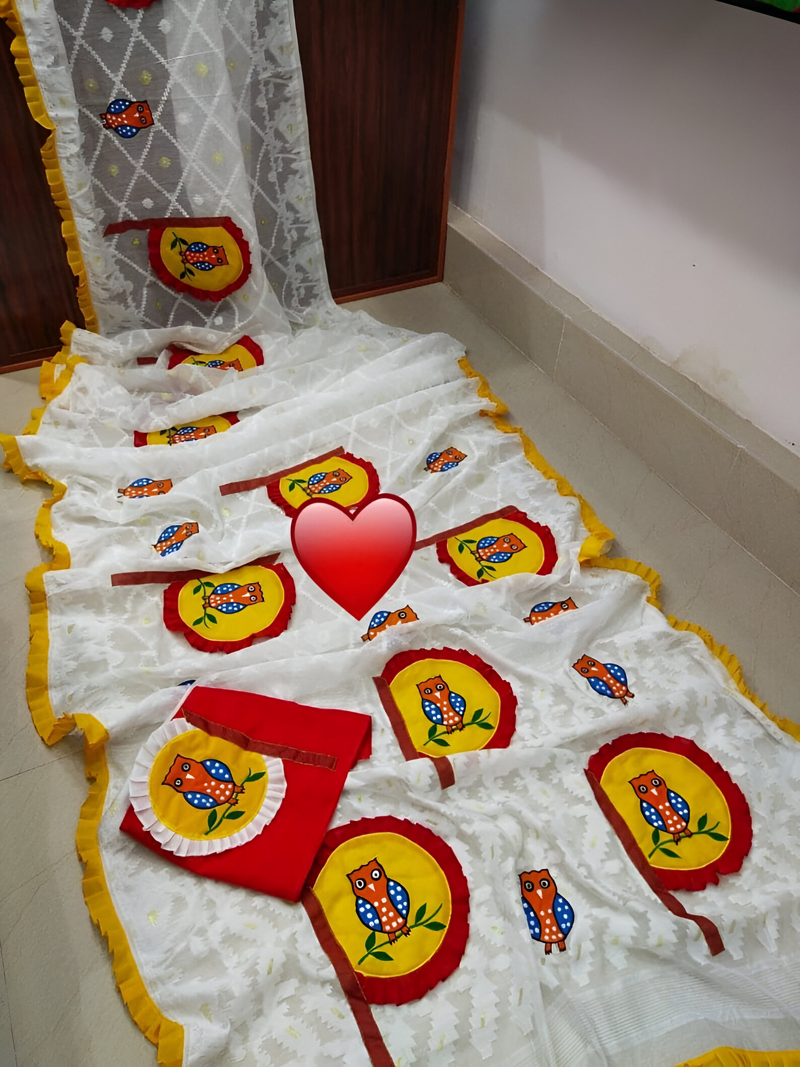 Traditional Embroidered  Jamdani Applique Saree