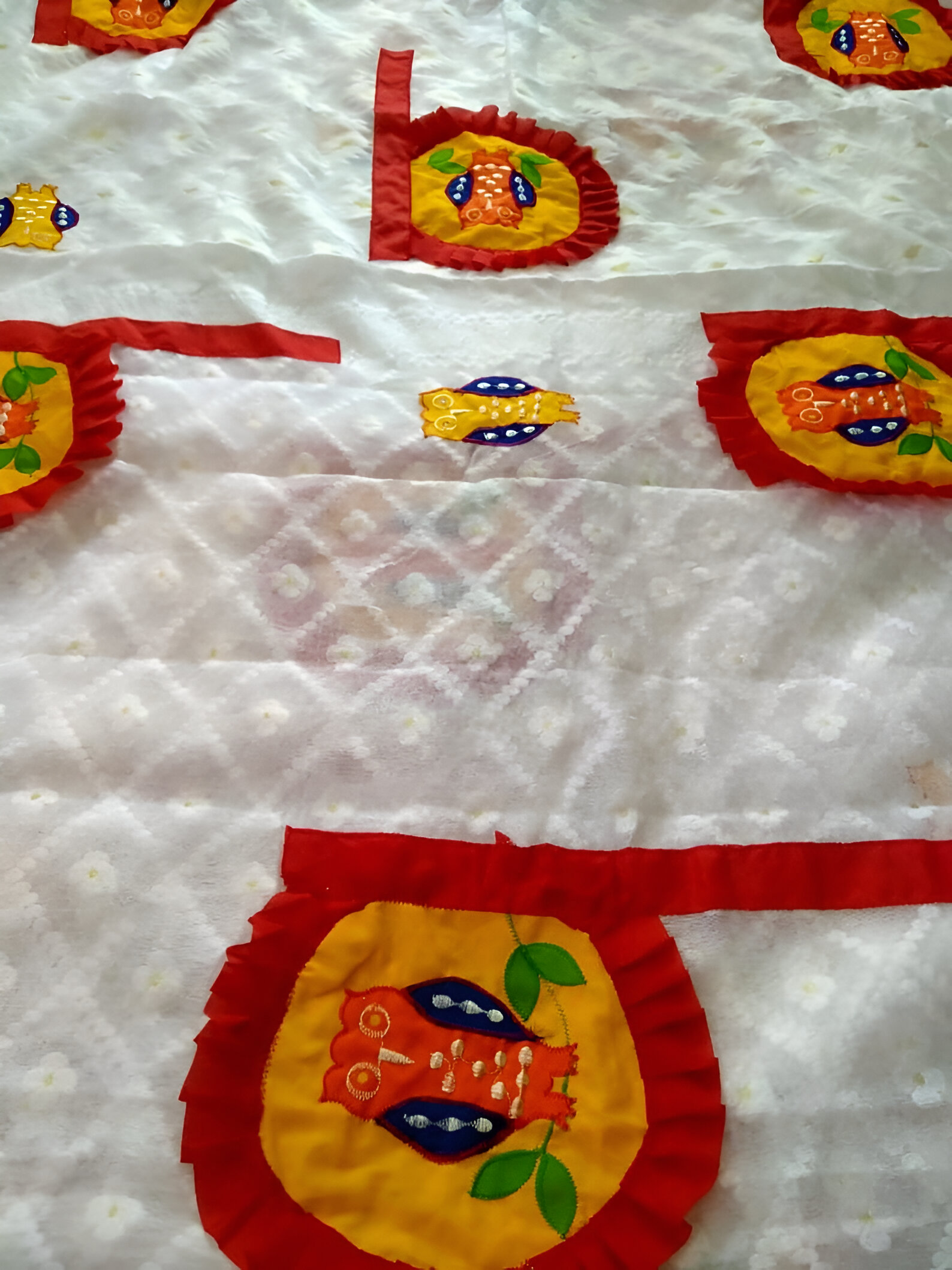 Traditional Embroidered  Jamdani Applique Saree