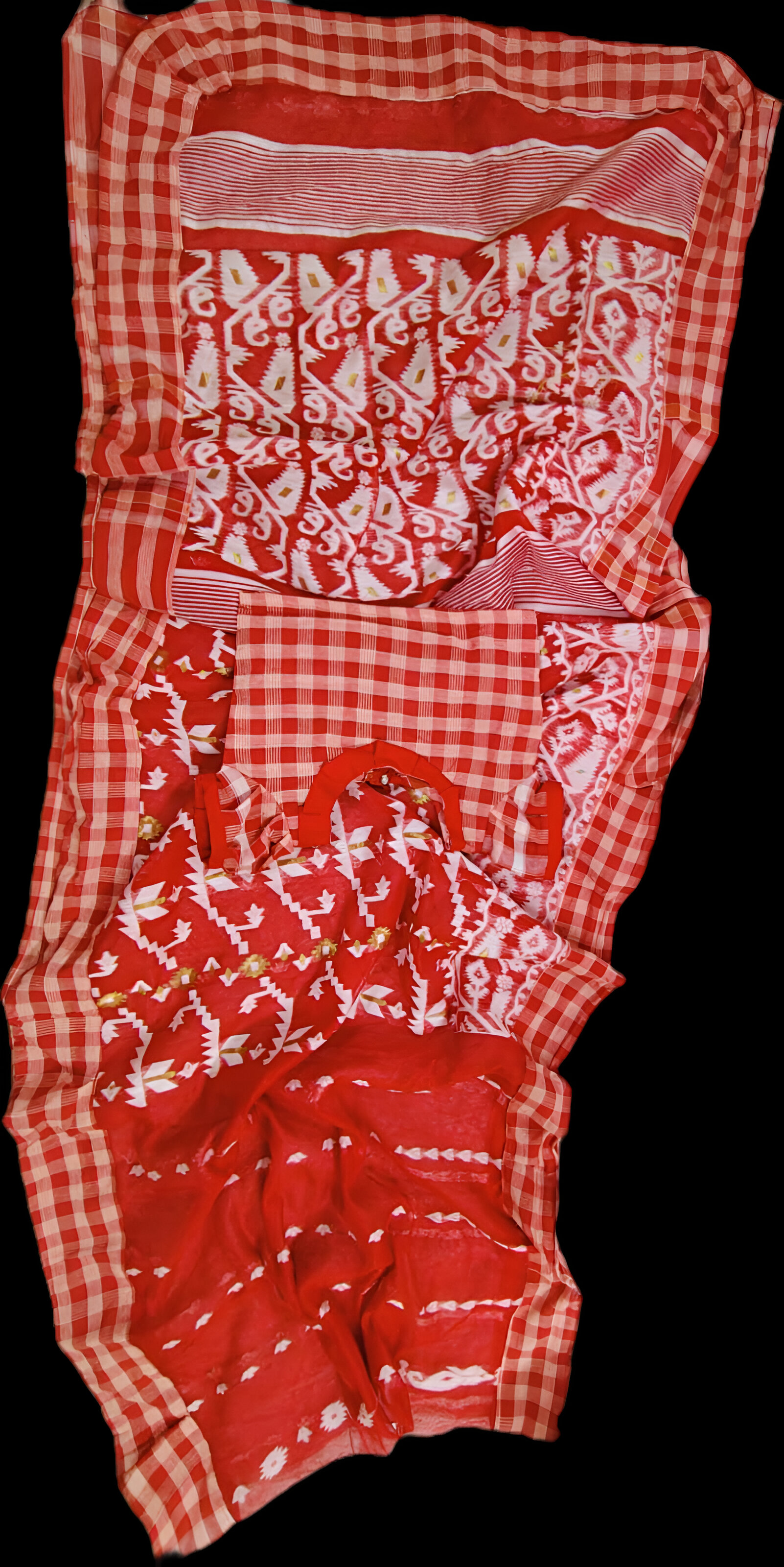 Traditional Red and White Saree for kids