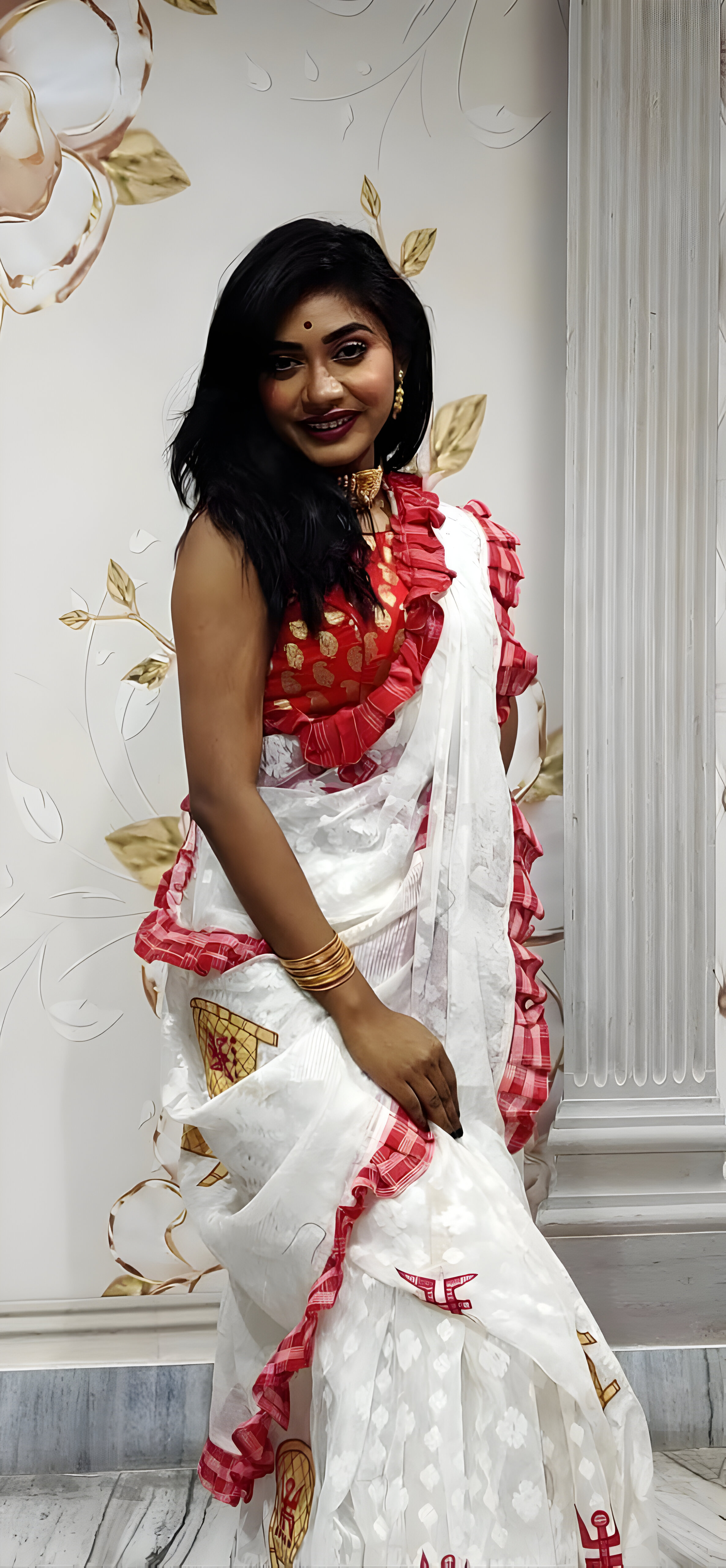 🌼Jamdani all over aplick work saree🌼