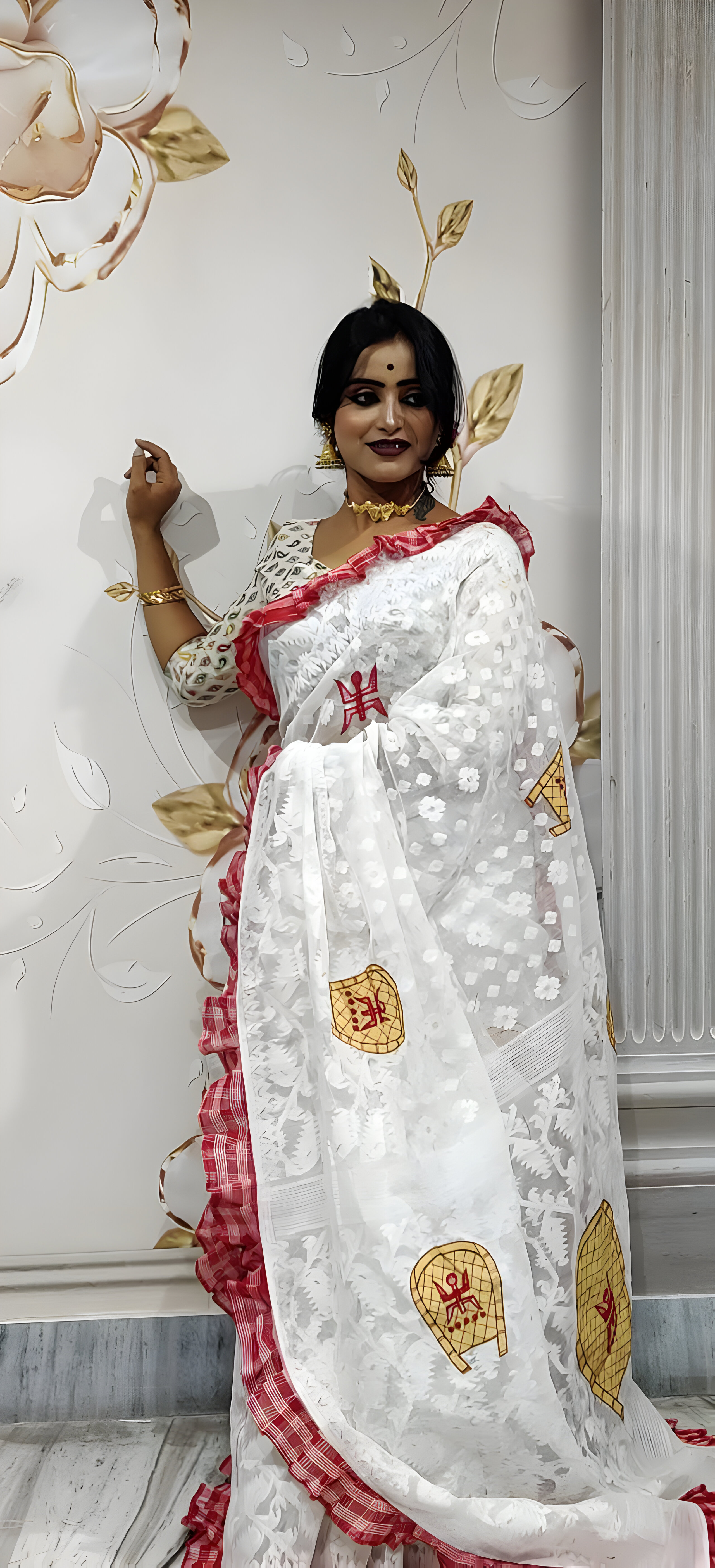 🌼Jamdani all over aplick work saree🌼