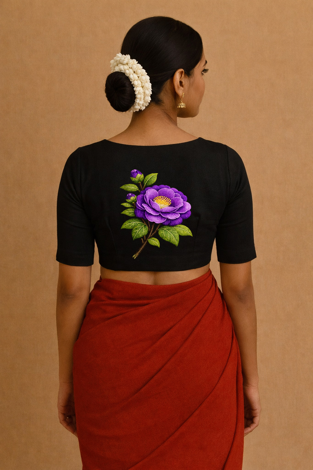 Black Floral Embroidered Blouse