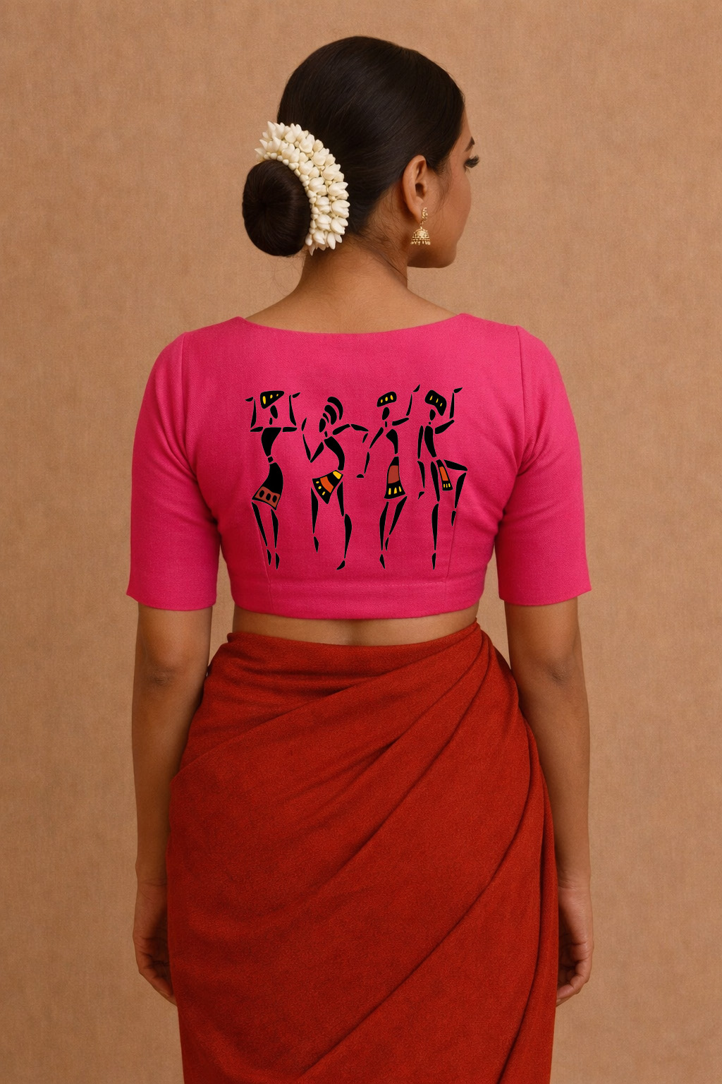 Warli Art Pink Blouse