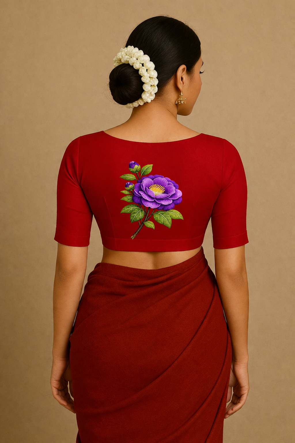 Embroidered Maroon Saree Blouse