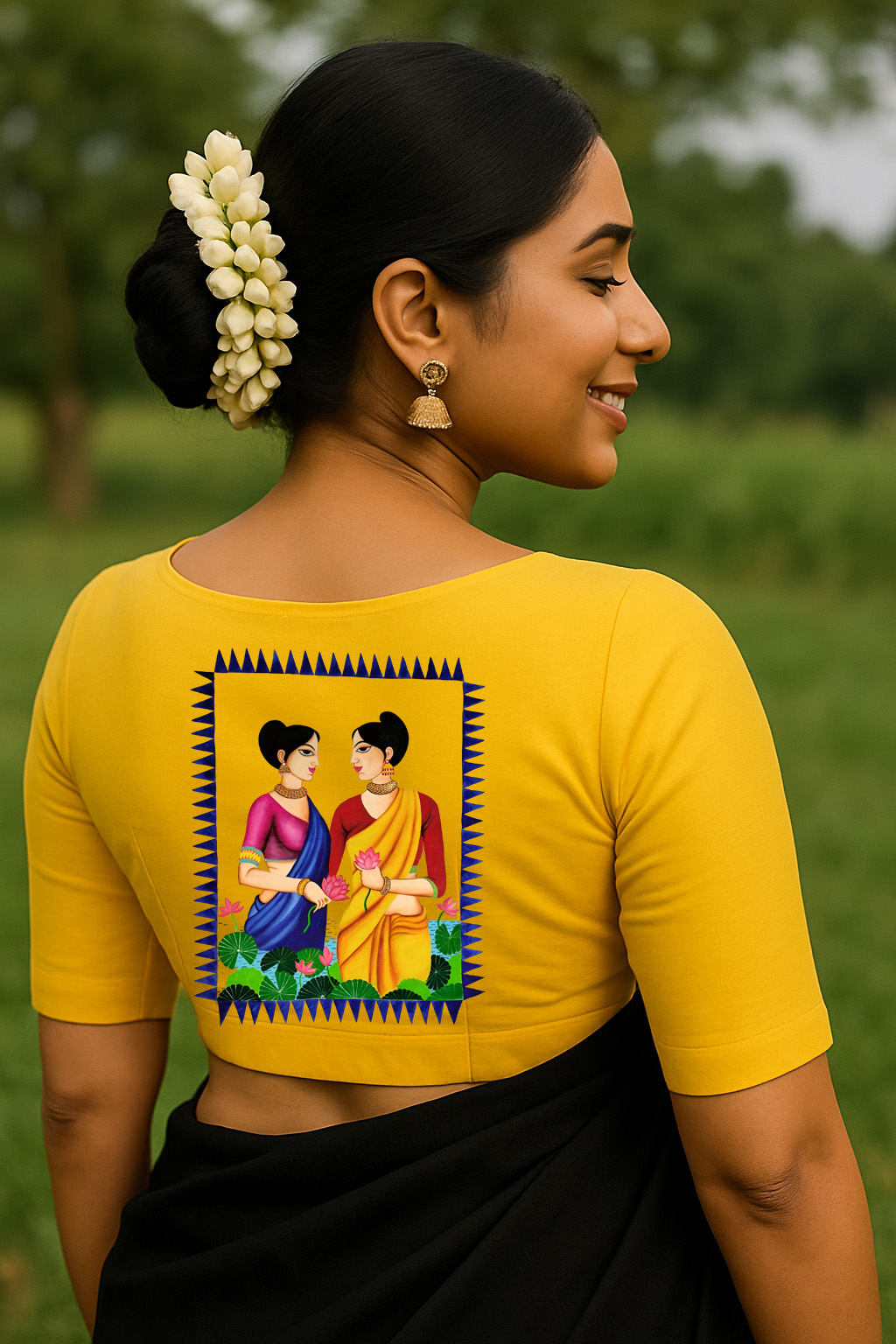 Art-Embroidered Yellow Blouse