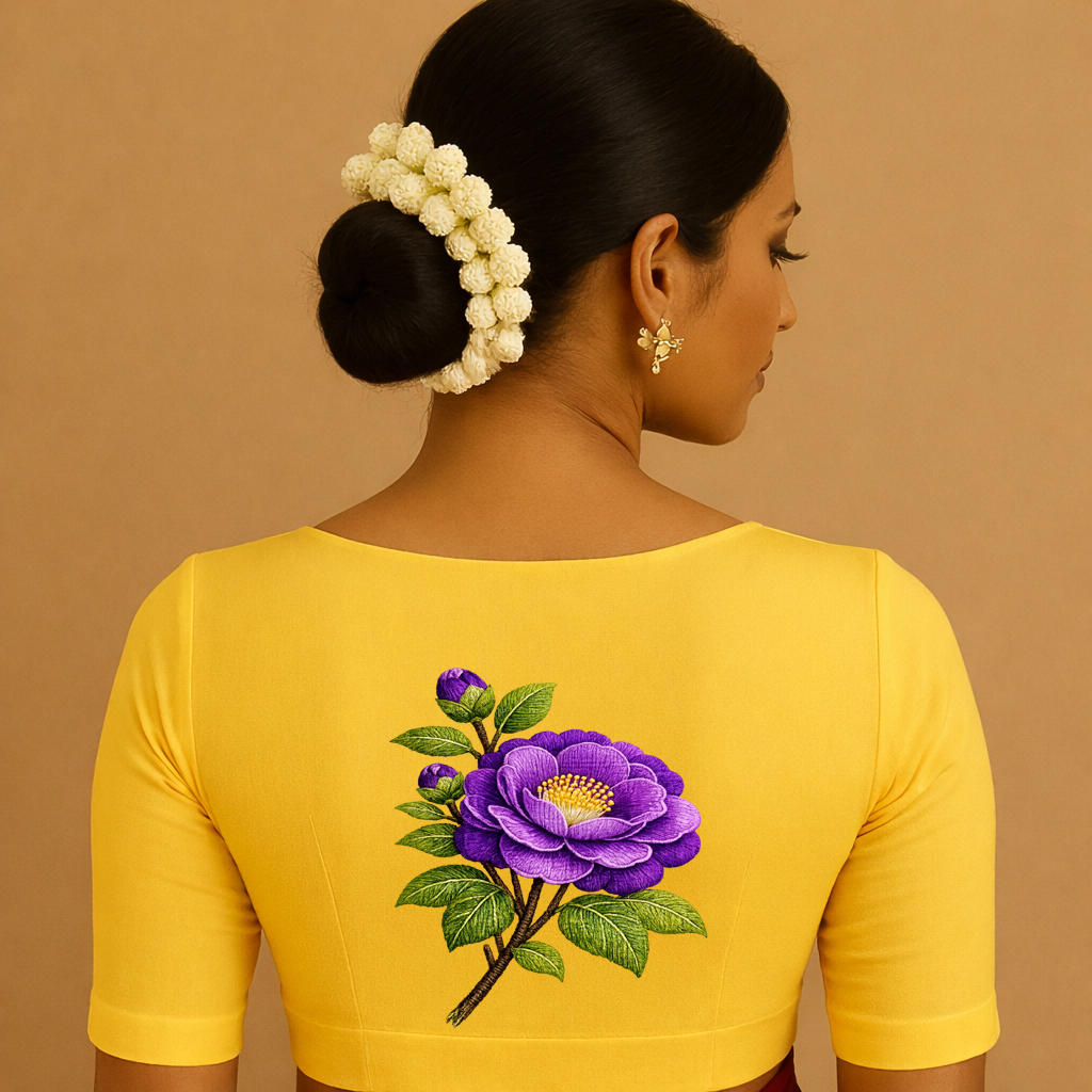 Yellow Blouse with Floral Embroidery