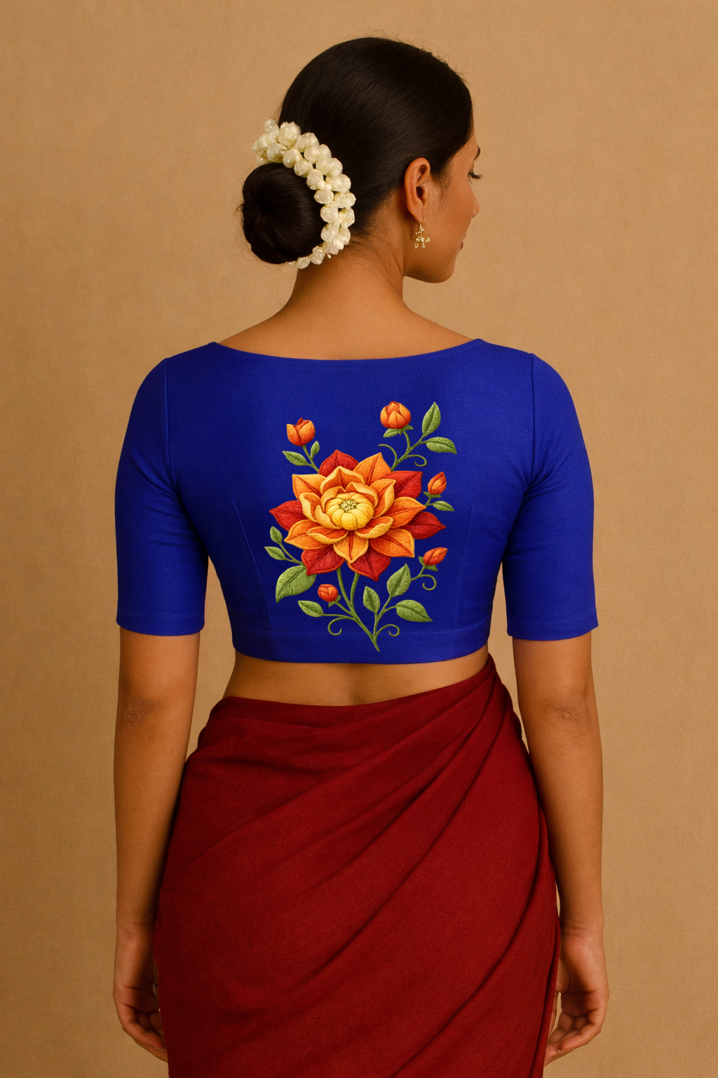 Floral Embroidered Blue Blouse