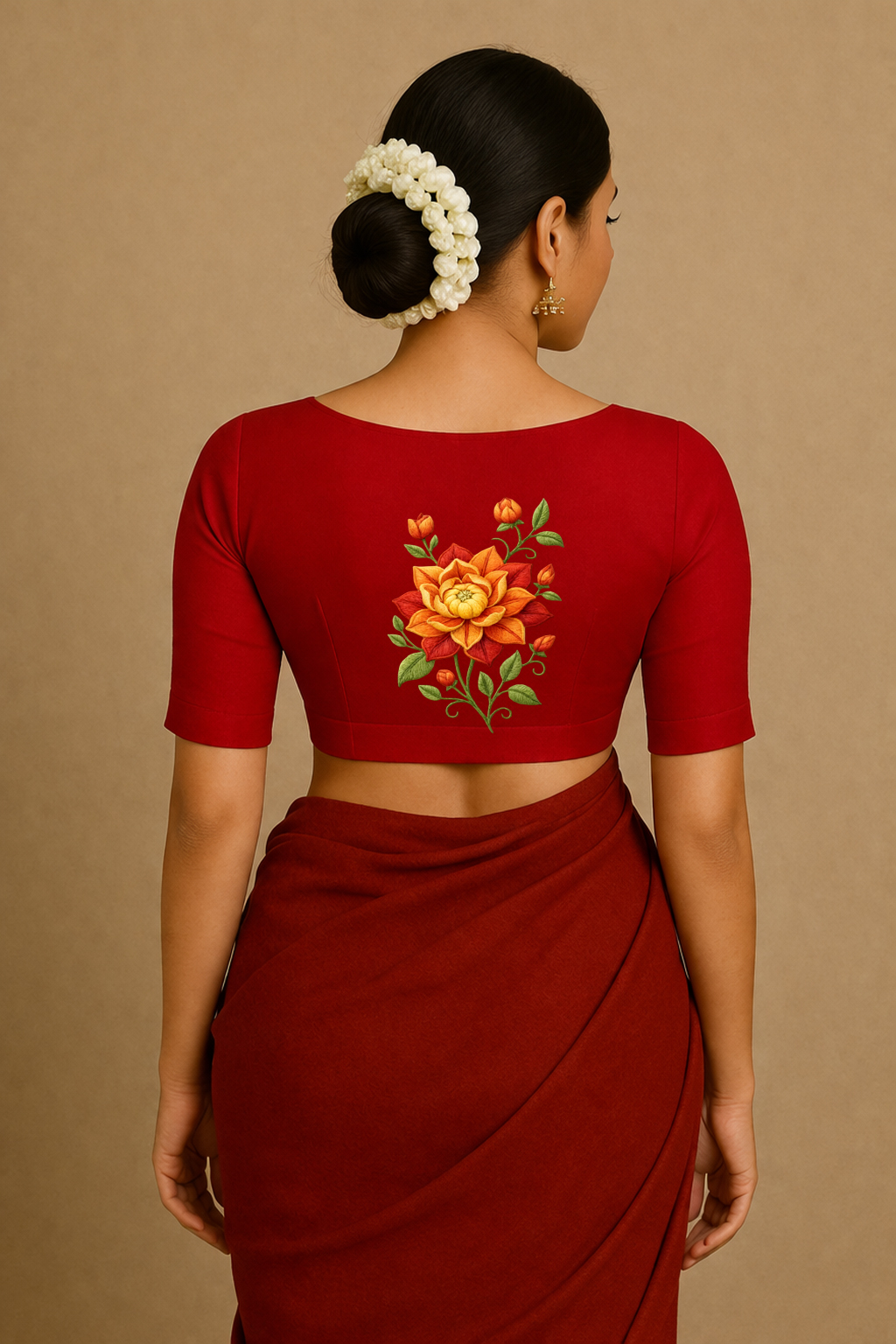 Embroidered Maroon Saree Blouse