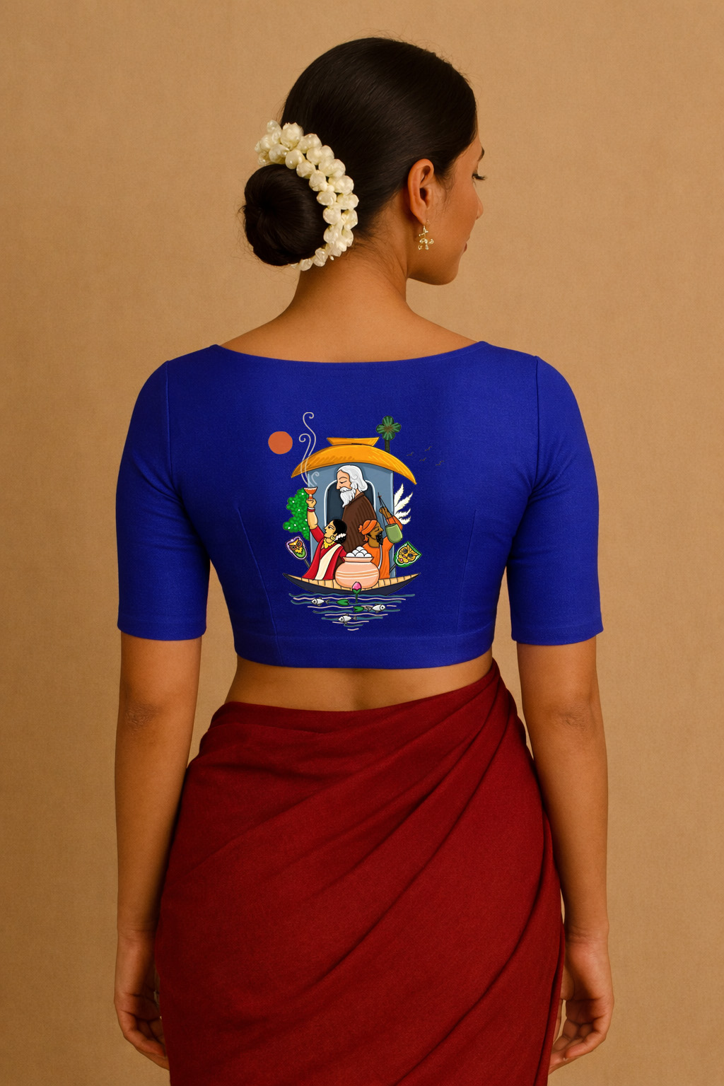 Hand-Painted Blue Blouse
