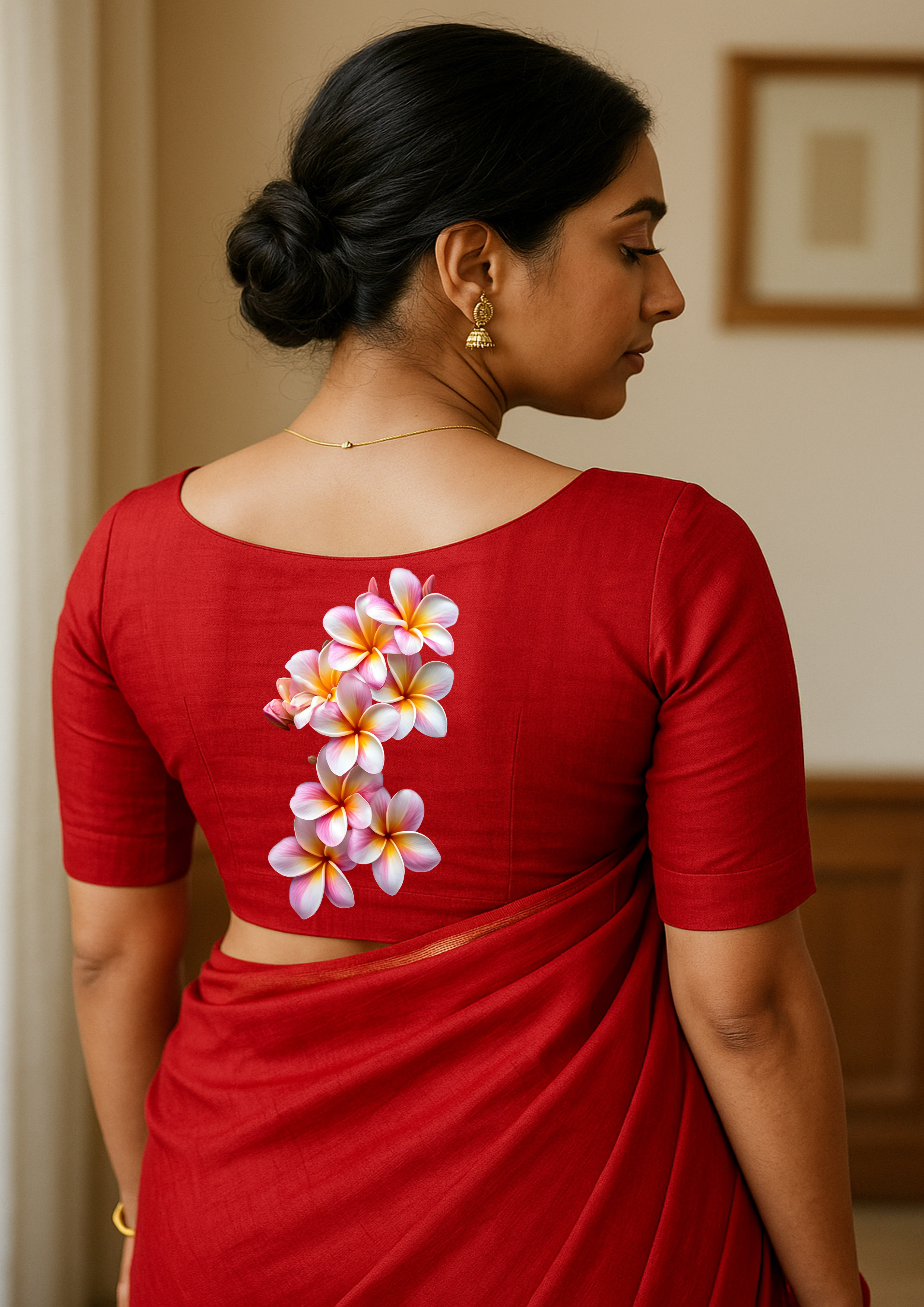 Red Floral Embroidered Blouse