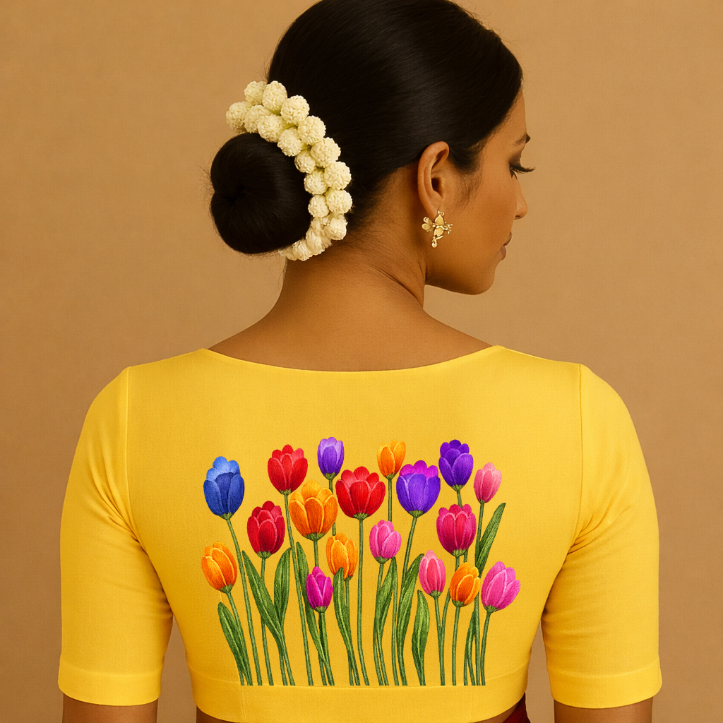 Floral Embroidered Yellow Blouse
