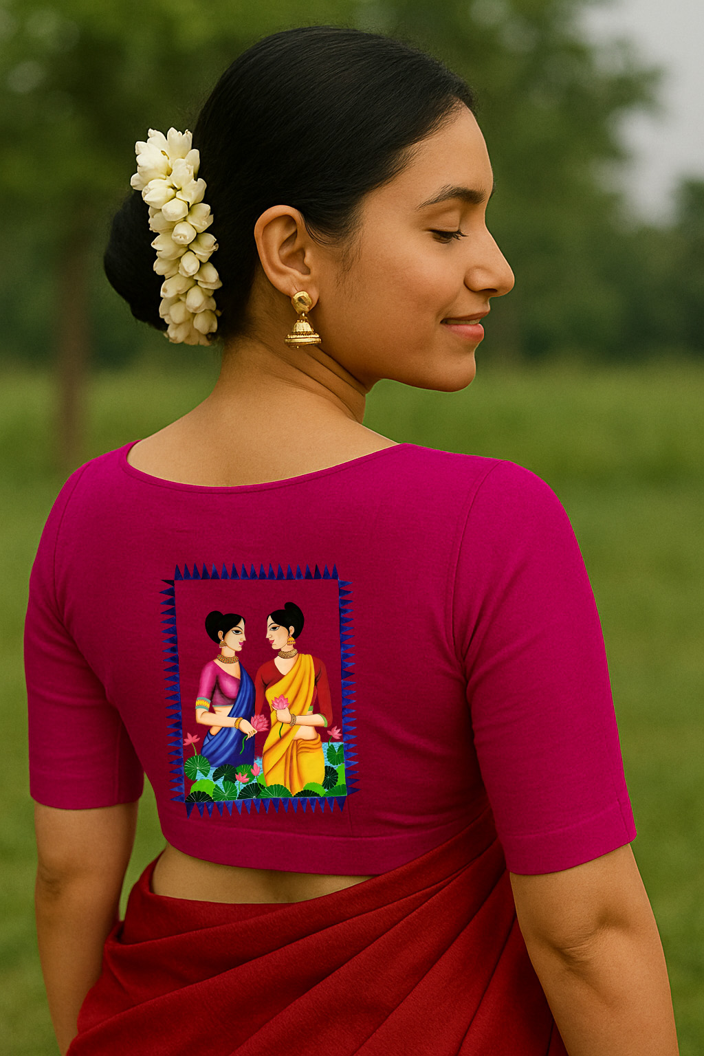 Embroidered Magenta Blouse