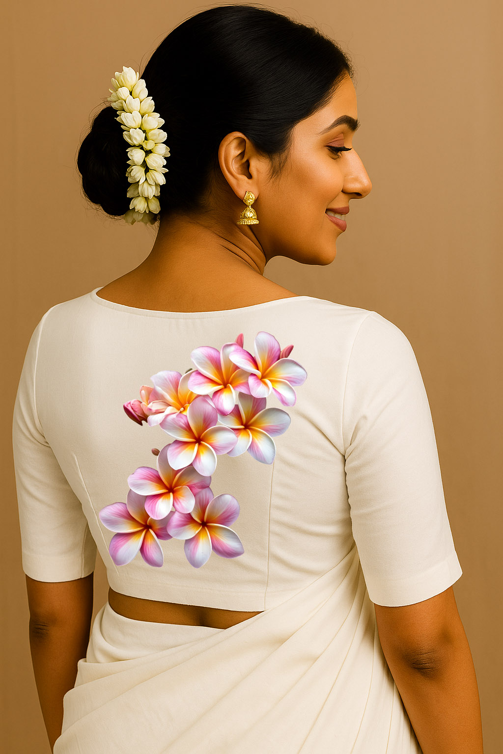 Elegant White Plumeria Blouse