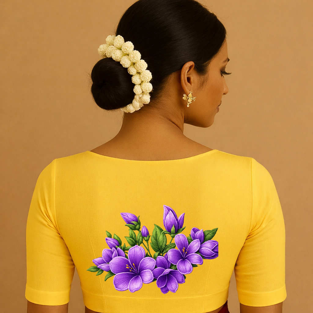 Yellow Floral Embroidered Blouse