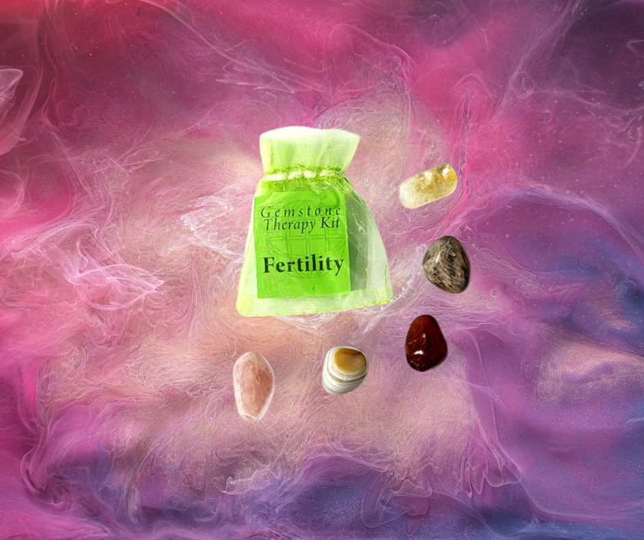 Fertility Gemstone Kit: Agate, Carnelian, Citrine, Moonstone, Rose Quartz
