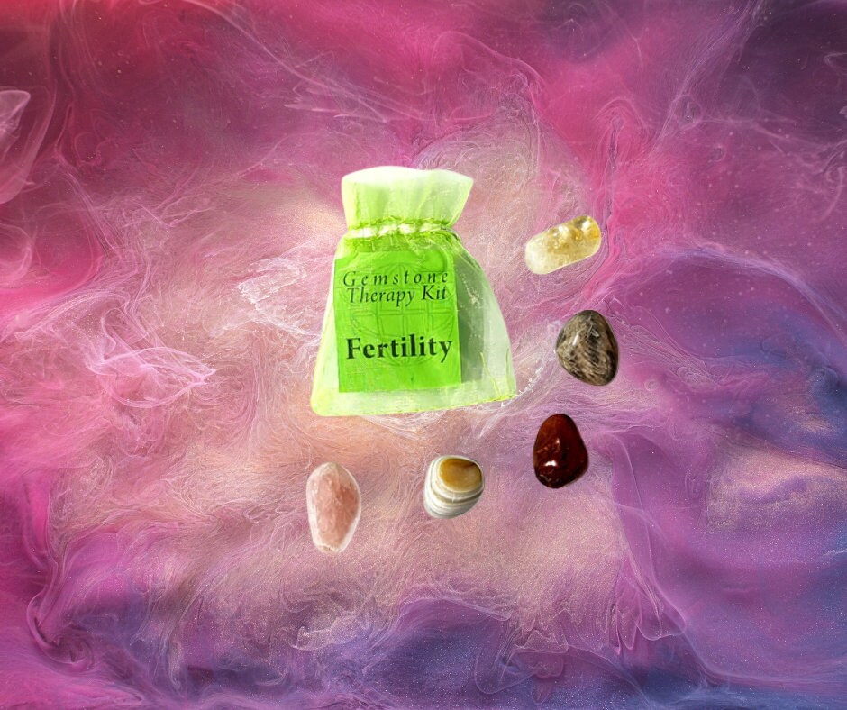 Fertility Gemstone Kit: Agate, Carnelian, Citrine, Moonstone, Rose Quartz