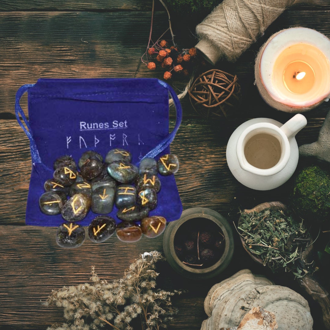 Labradorite Rune Set, divination stone, mystical runes, magic runes, magic stones, physic runes, runes set, runes kit, Labradorite stones