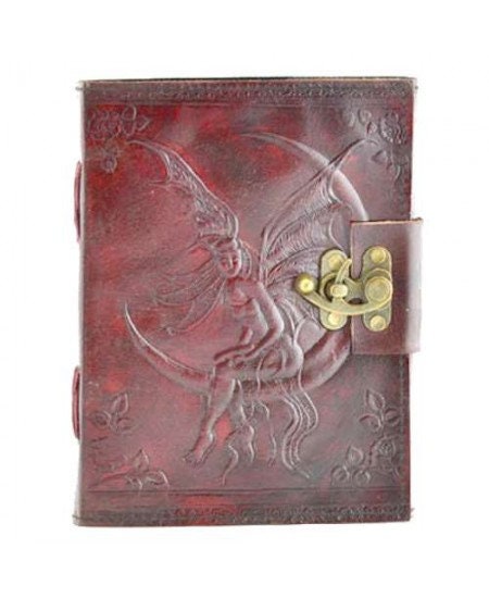 Fairy Moon Leather Journal: Handmade Vintage Blank Book (6x8 inch)
