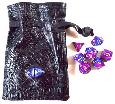 Mystical Eye Dice Set: Swirling Purple & Blue RPG Gaming Dice with Fantasy Pouch