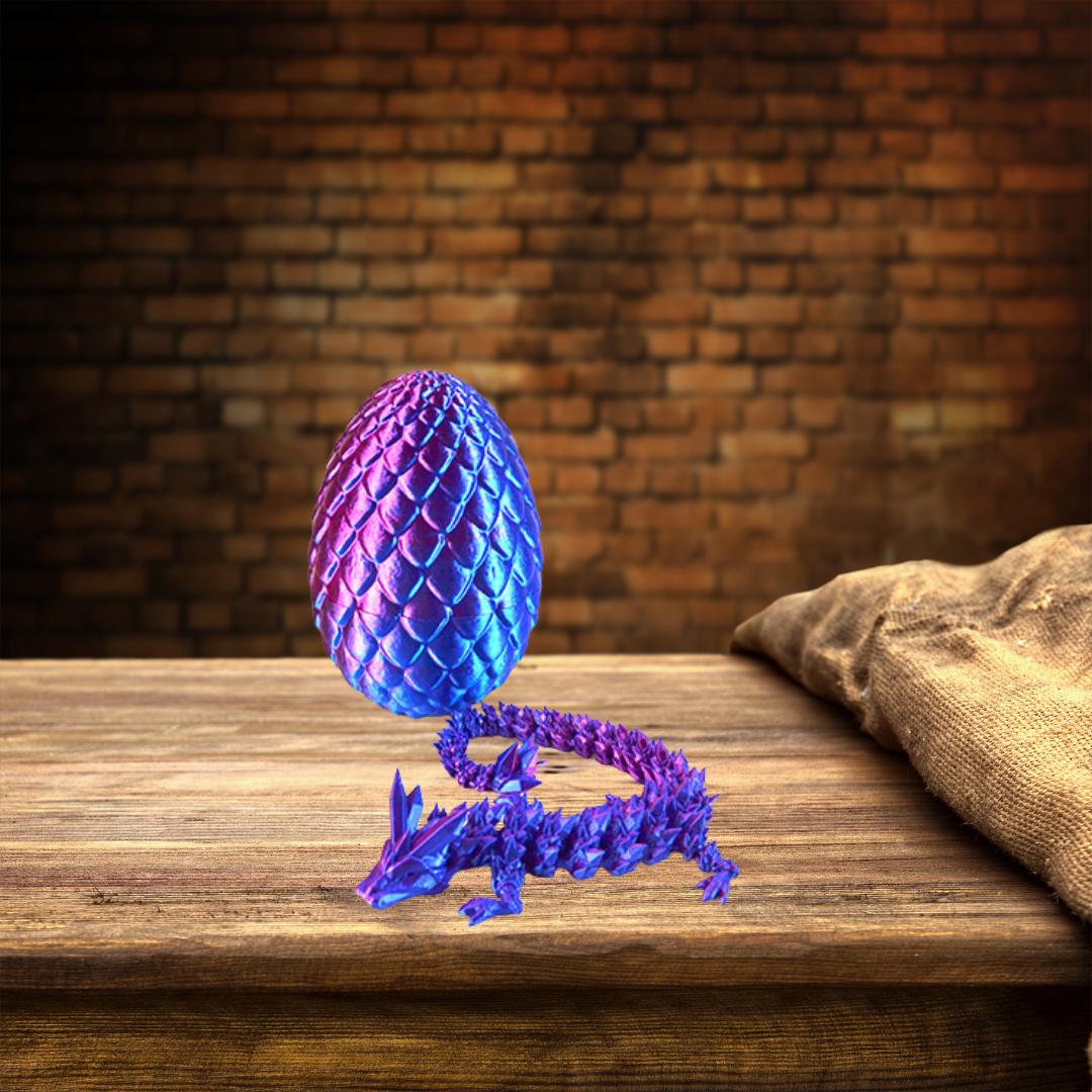 3D Printed Purple Dragon Egg: Articulated Dragon Figurine