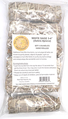 White Sage smudge stick 3-4" Gift Bundle - 6 Pack