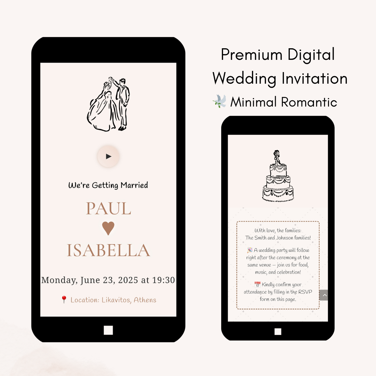 Minimal Romantic - Interactive & Personalized Wedding Invitation Website