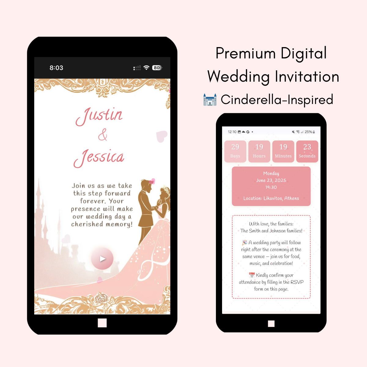 Cinderella-Inspired | Interactive & Personalized Wedding Invitation Website