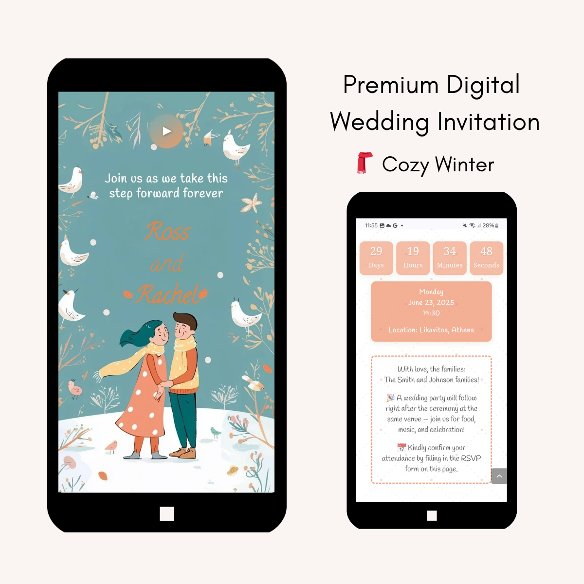 Cozy Winter - Interactive & Personalized Wedding Invitation Website