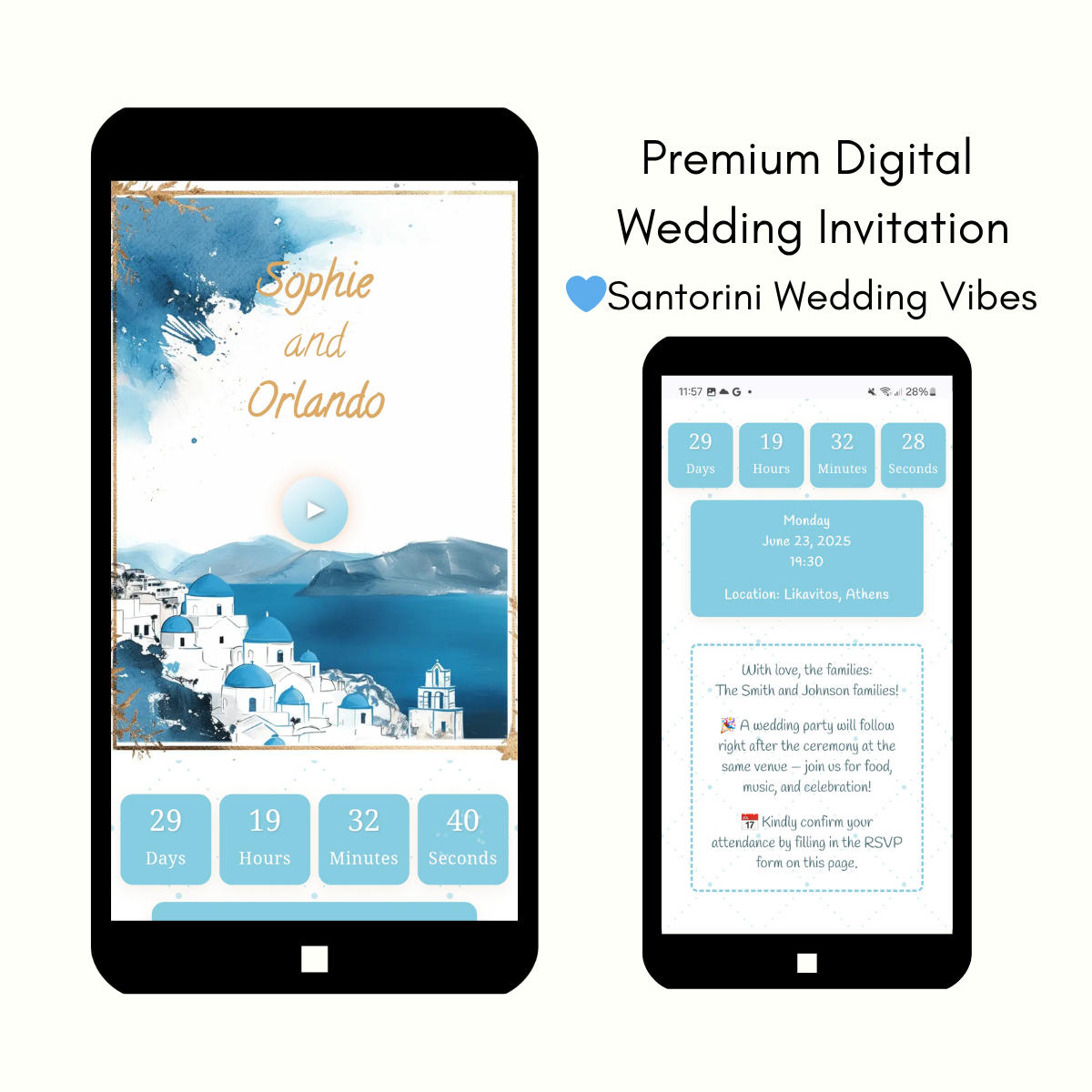 Santorini Wedding - Interactive & Personalized Wedding Invitation