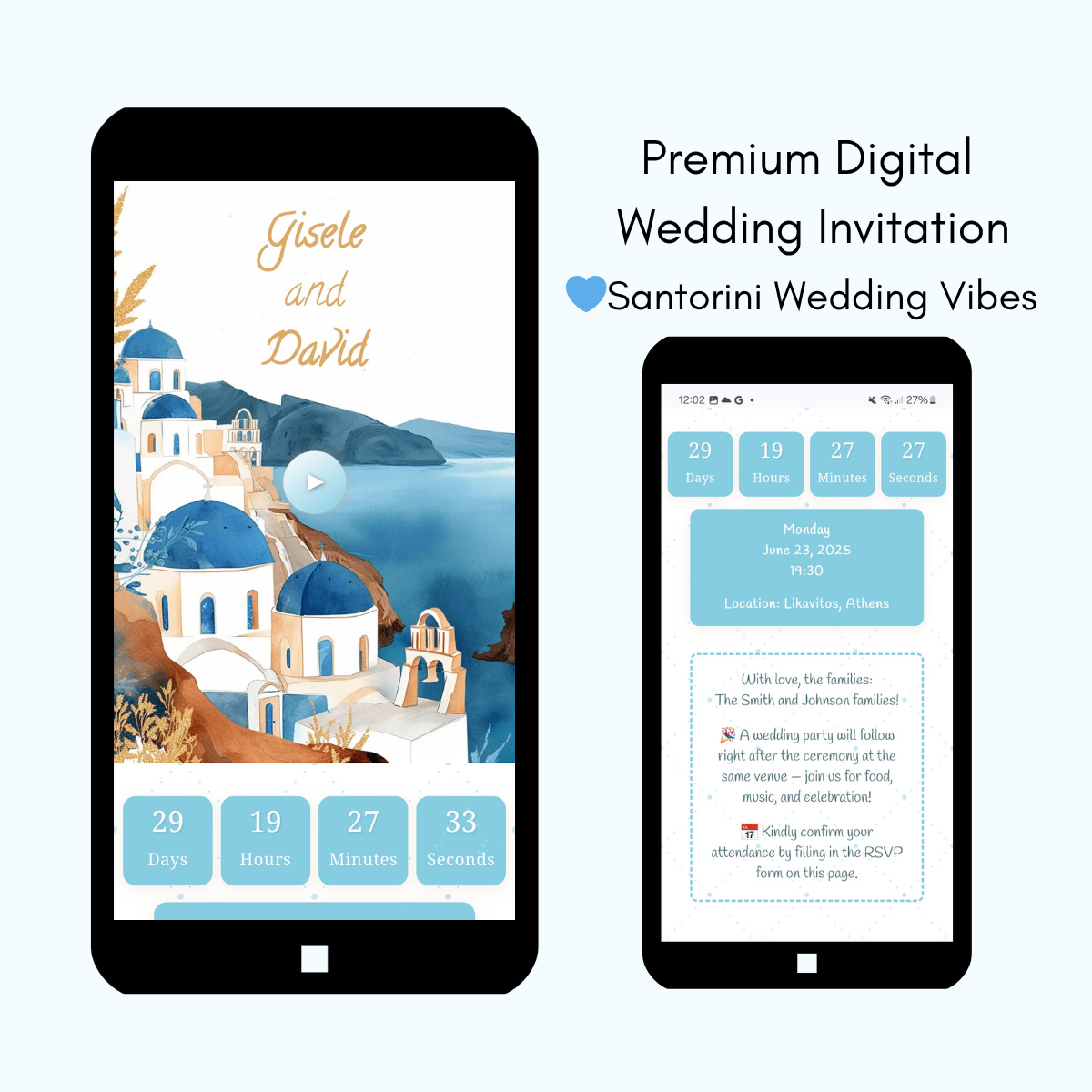 Santorini Wedding - Interactive & Personalized Invitation