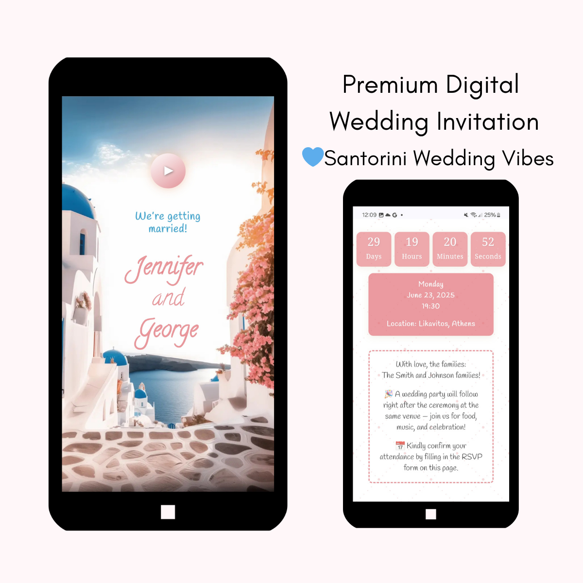 Santorini Wedding - Interactive and Personalized Wedding Invitation Website