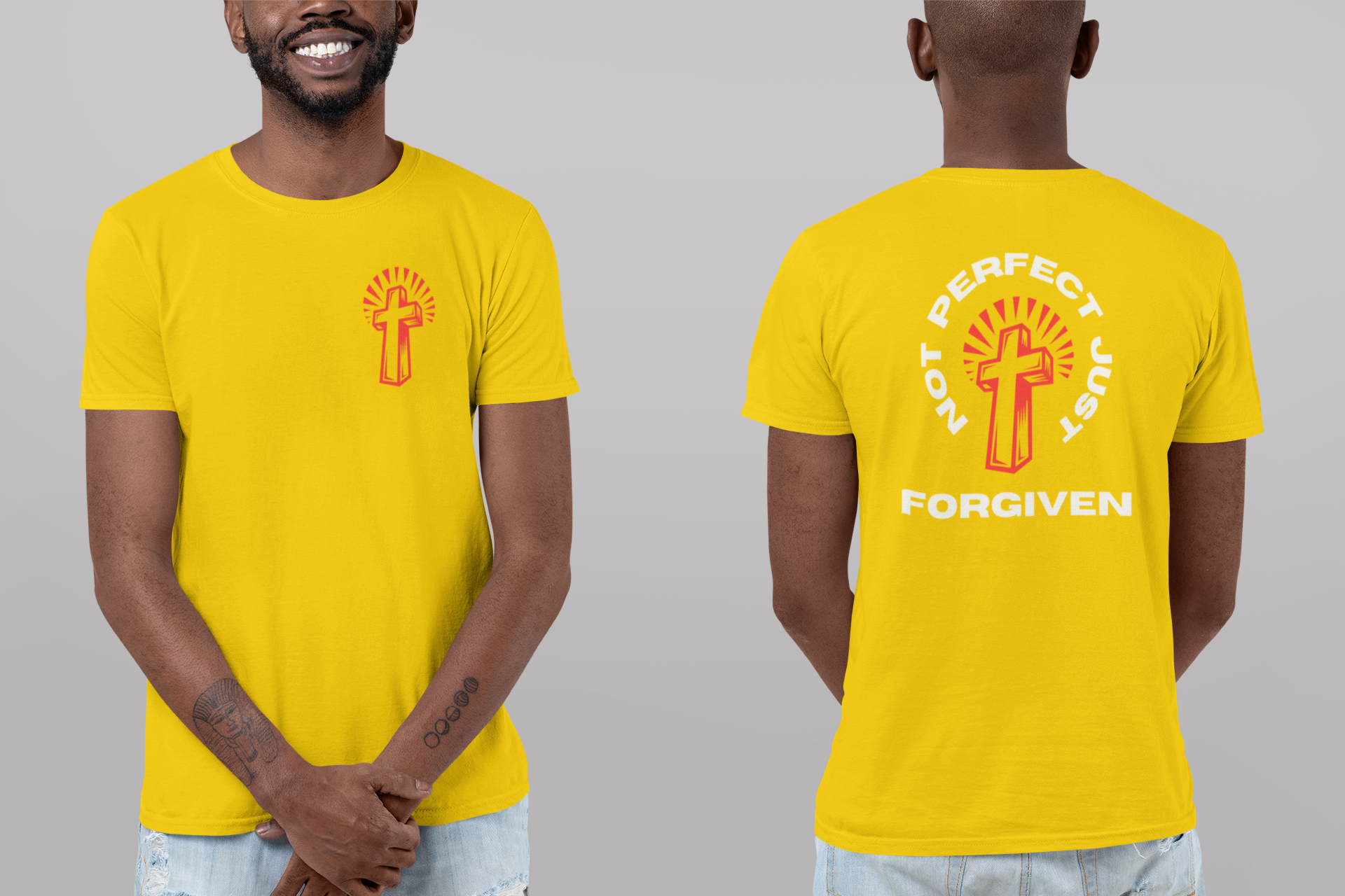 Yellow T-Shirt with Religious Print