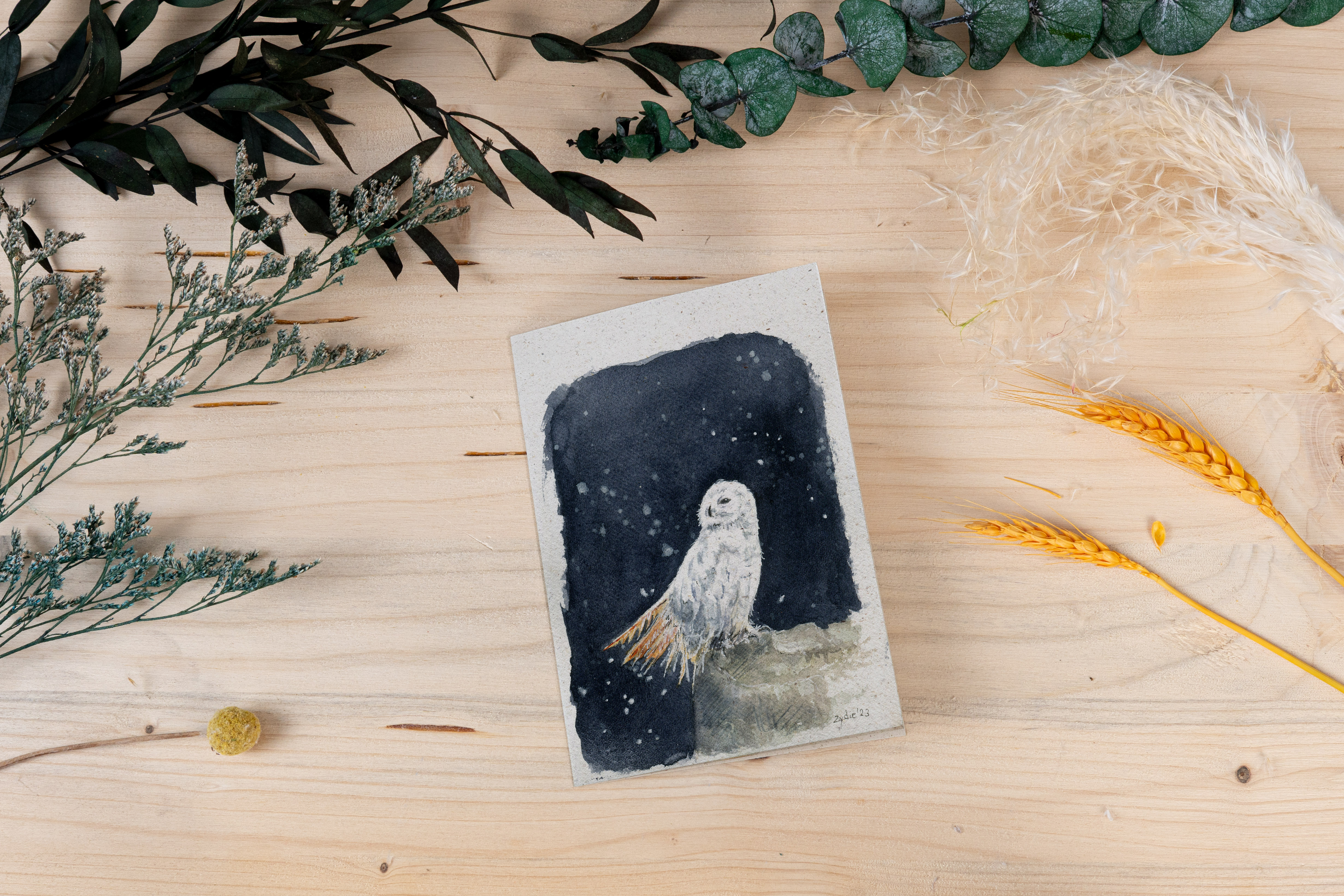 Grußkarte "Stille Wächterin - Schleiereule bei Nacht"