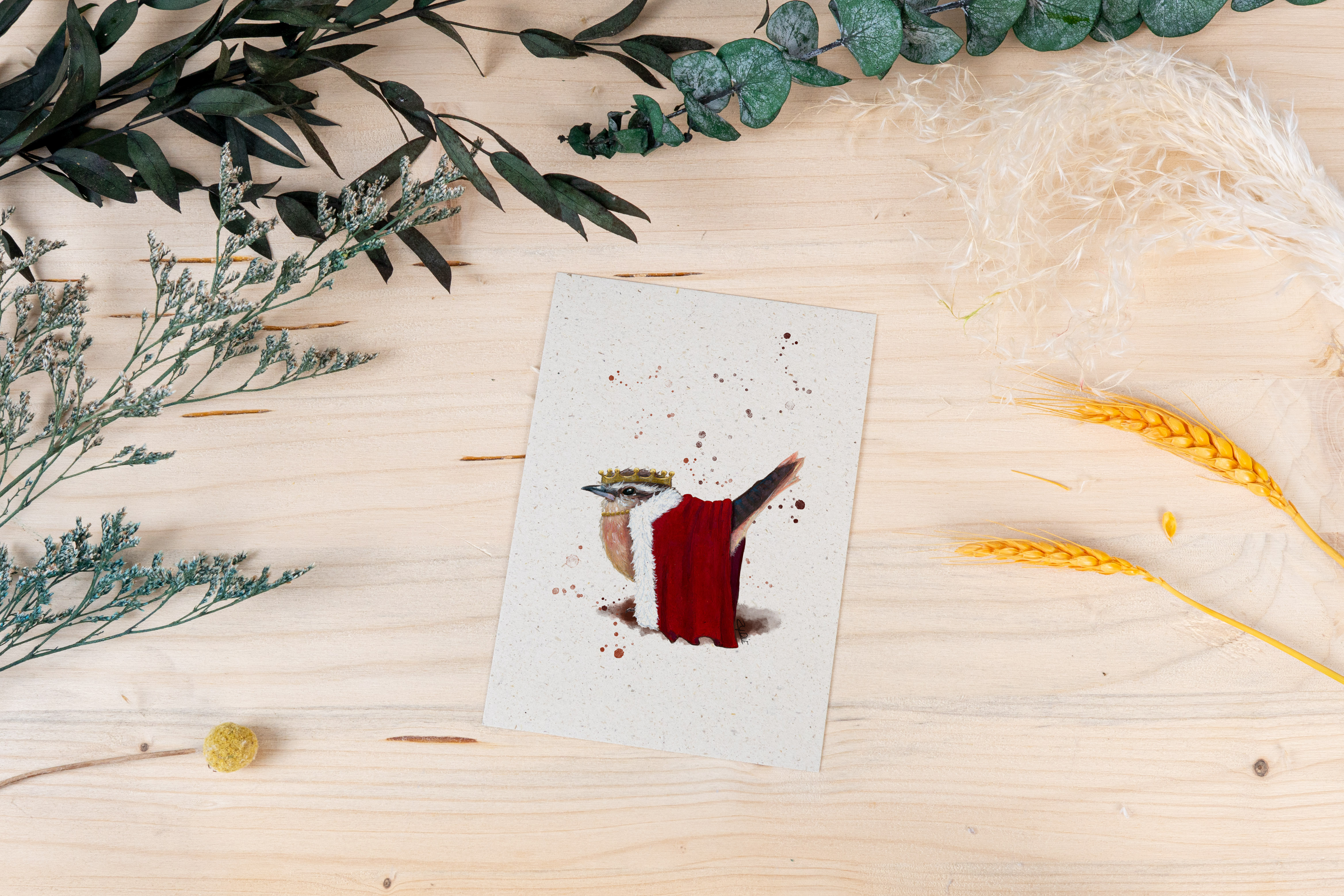 Grußkarte "Der kleine Zaunkönig - im königlichen Gewand"