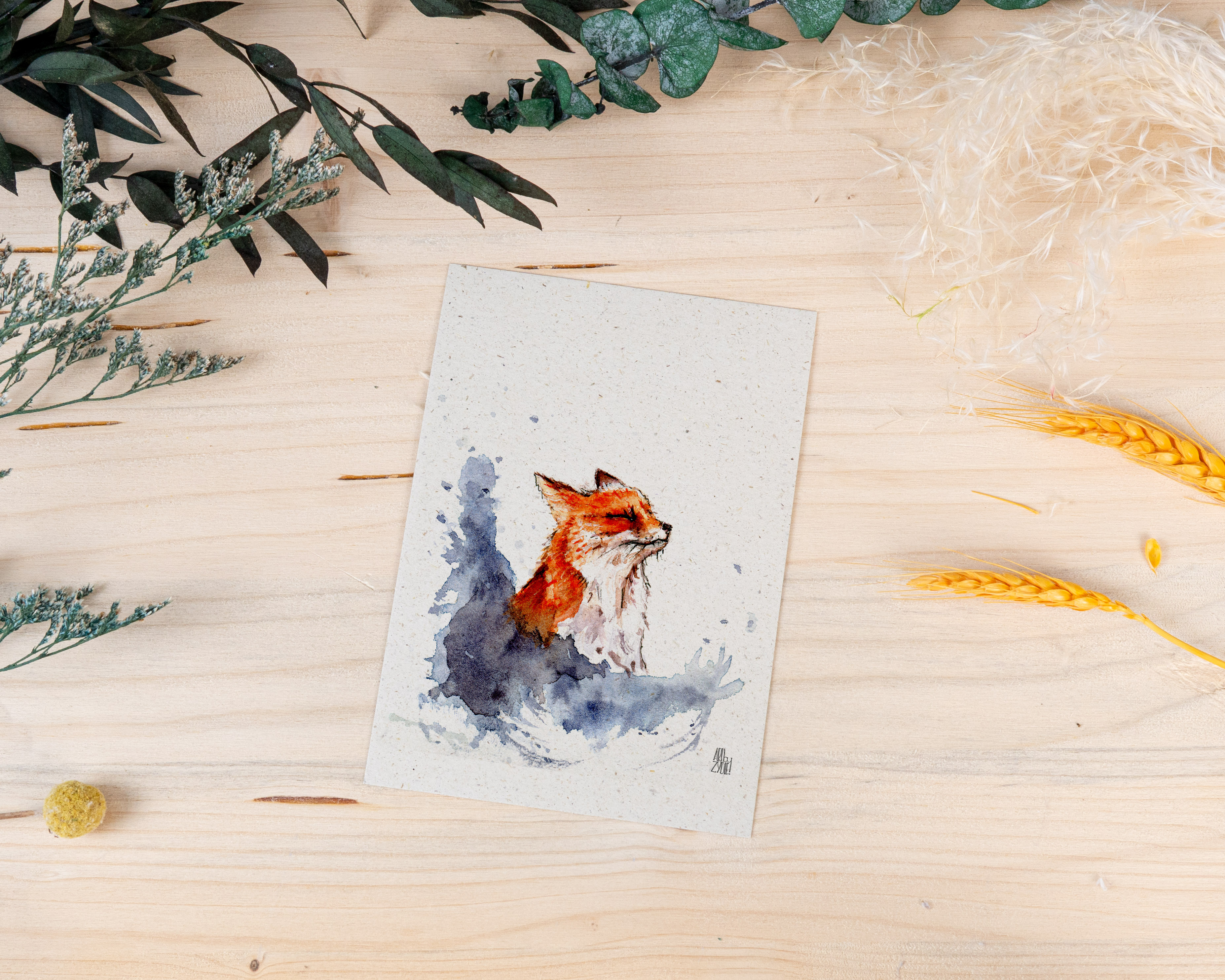 Grußkarte „Fuchs im Nebel“