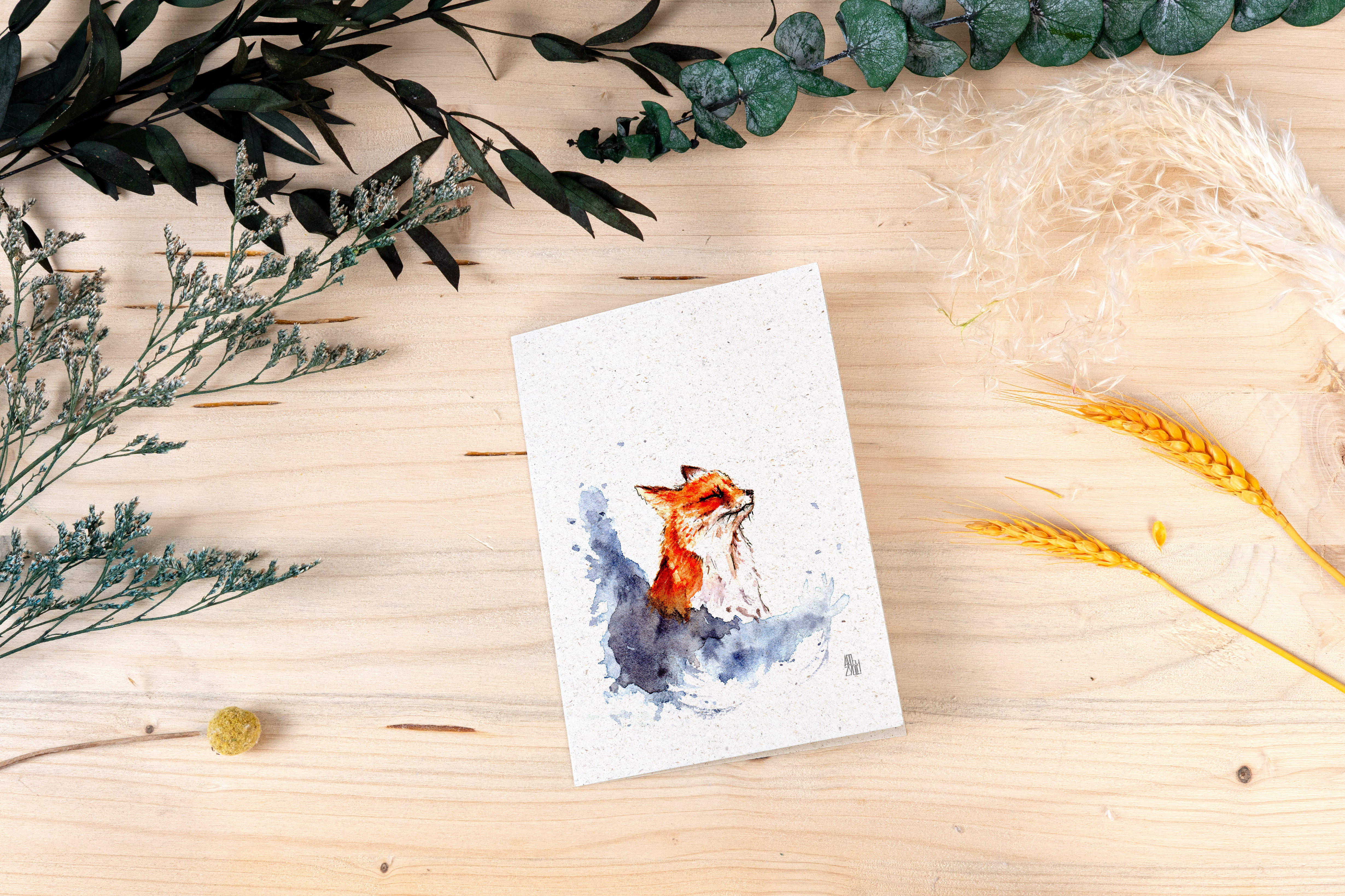 Grußkarte „Fuchs im Nebel“