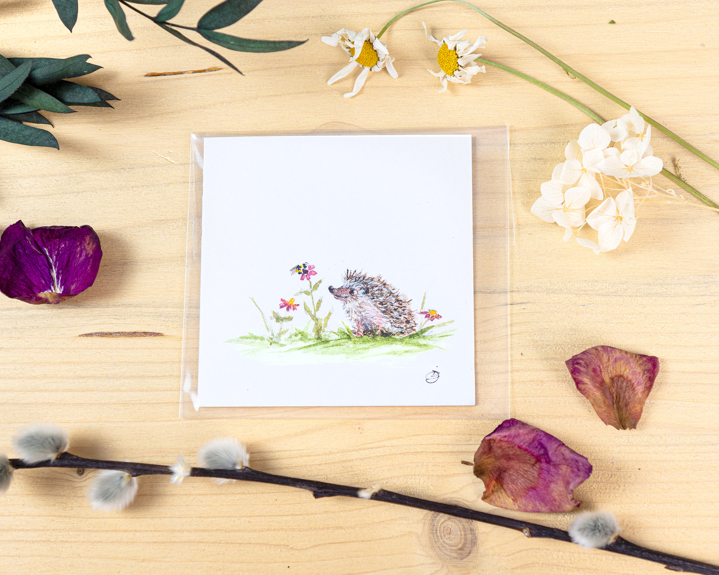 Tiny Art -  Igel & Blume