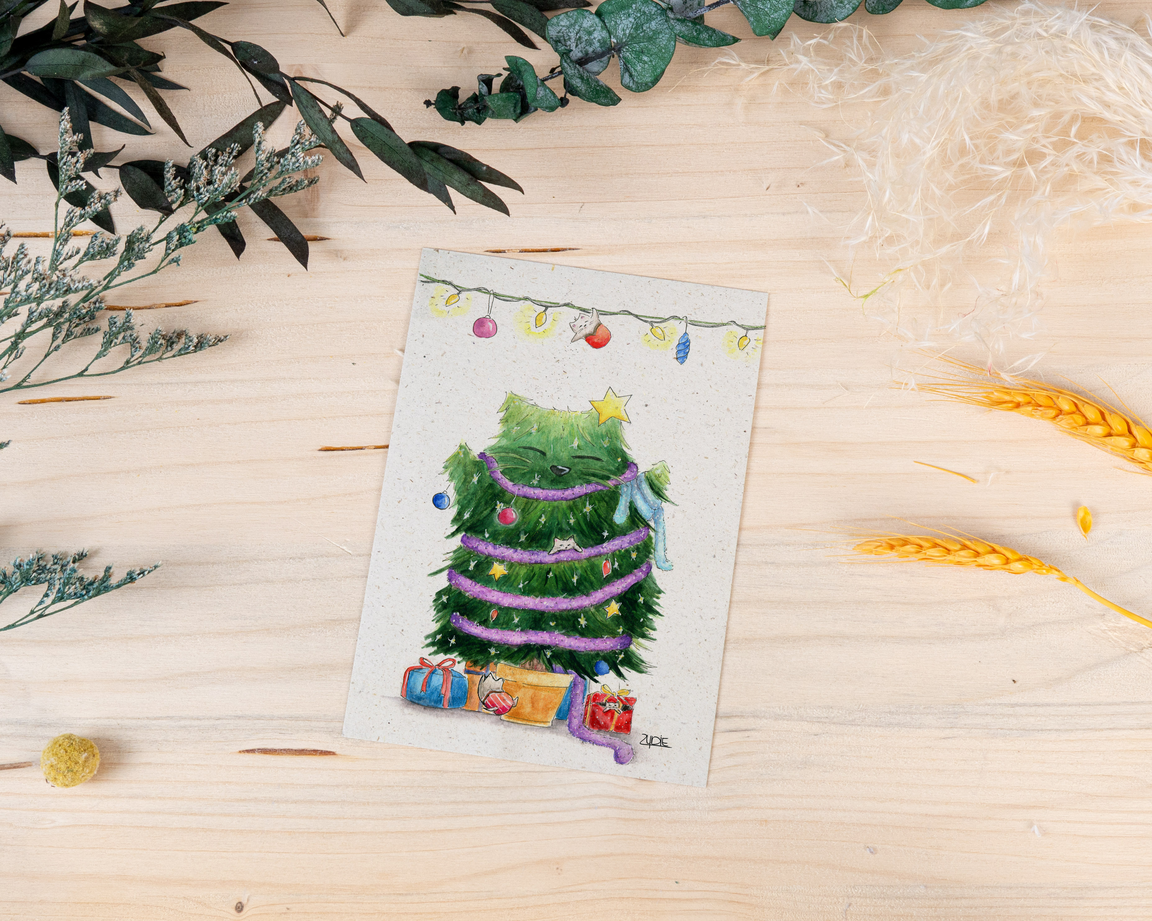 Weihnachtskarte „Katzen-Weihnachtsbaum“