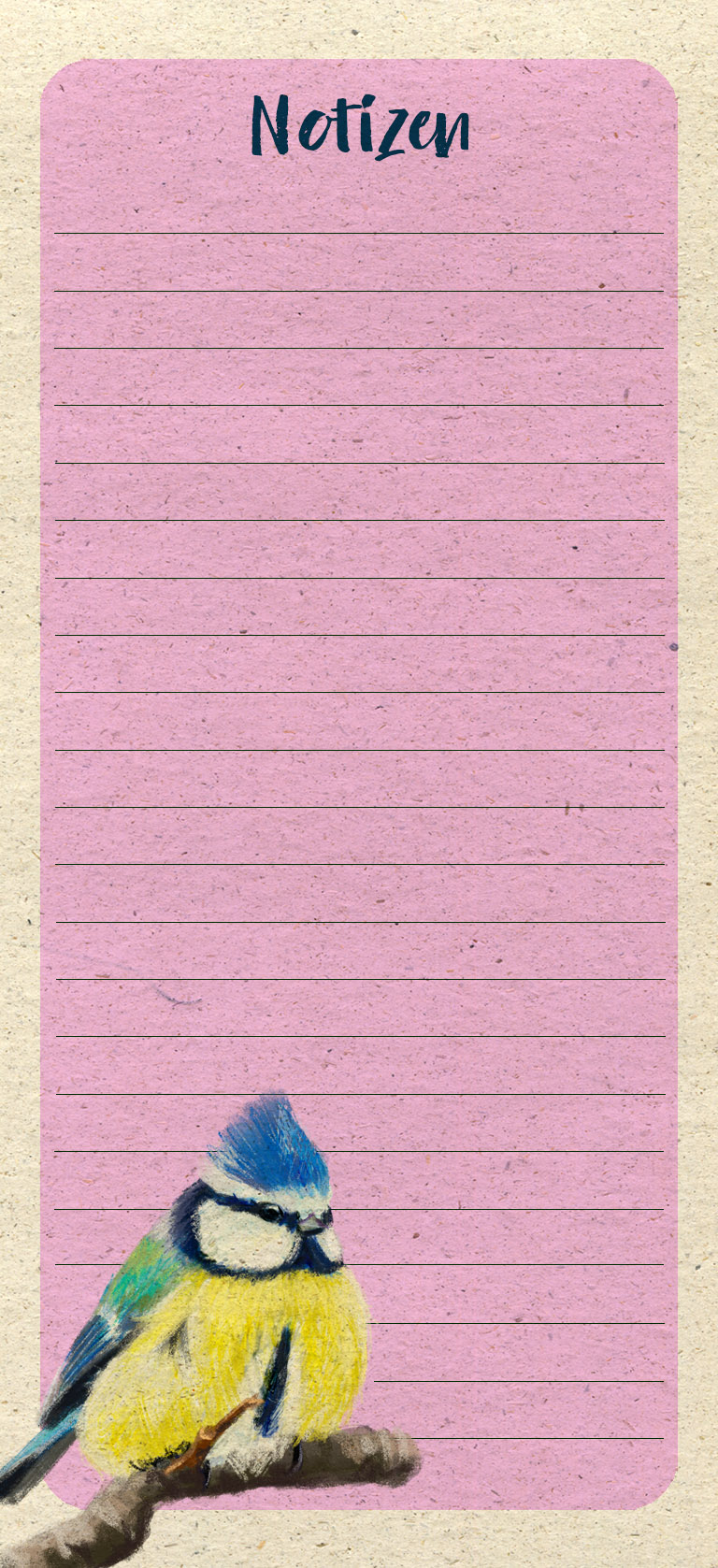 Notizblock - flauschige Meise