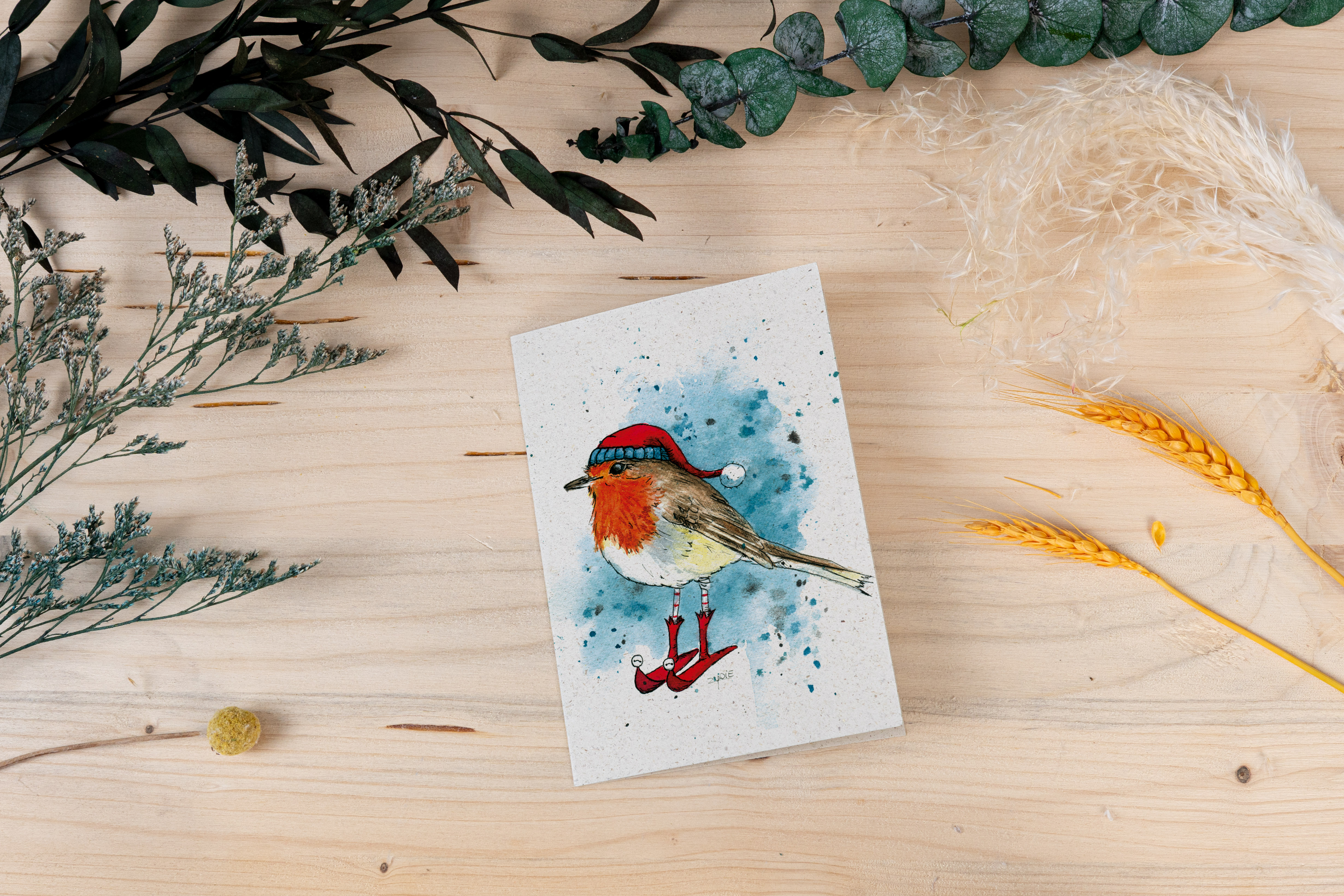 Grußkarte „Winterrotkehlchen“