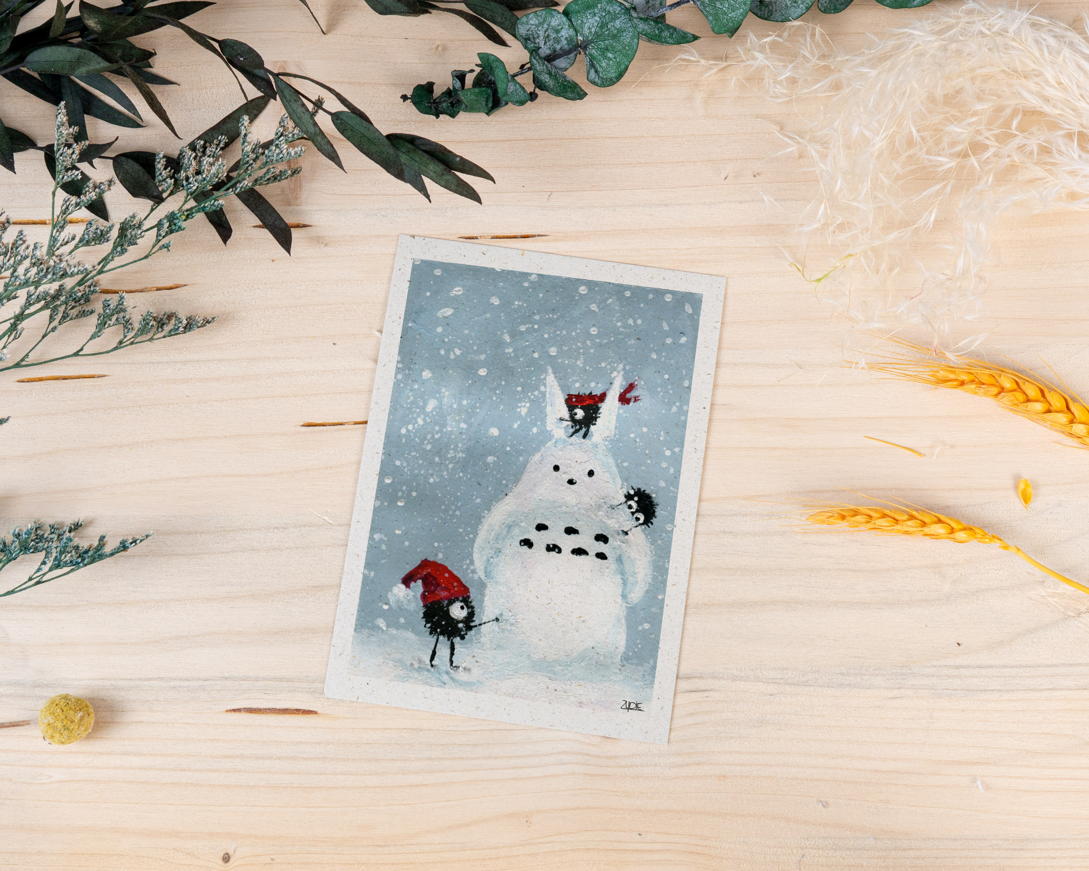 Weihnachtskarte „Totoroschneemann“