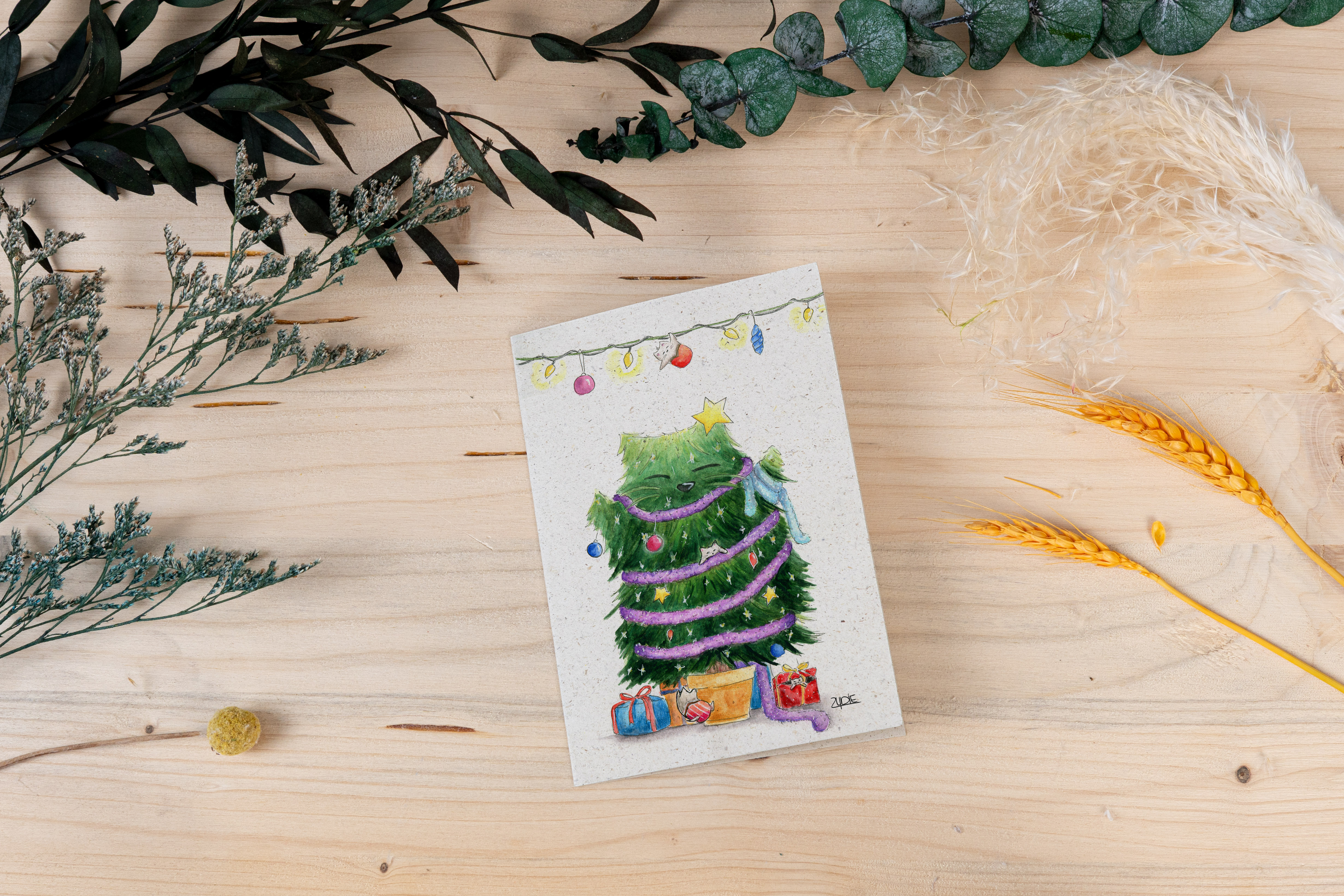 Weihnachtskarte „Katzen-Weihnachtsbaum“