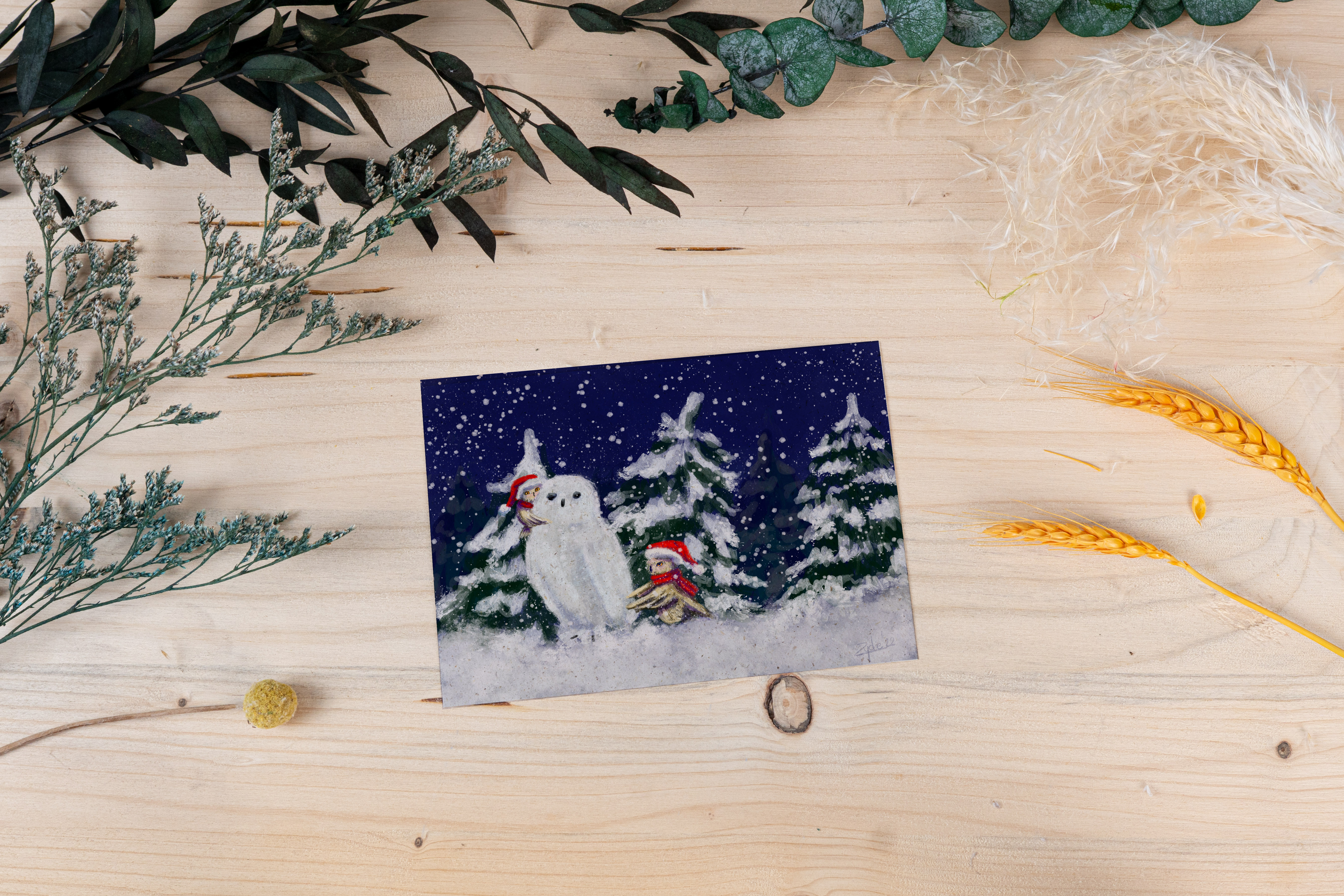 Weihnachtskarte „Schneeeule“