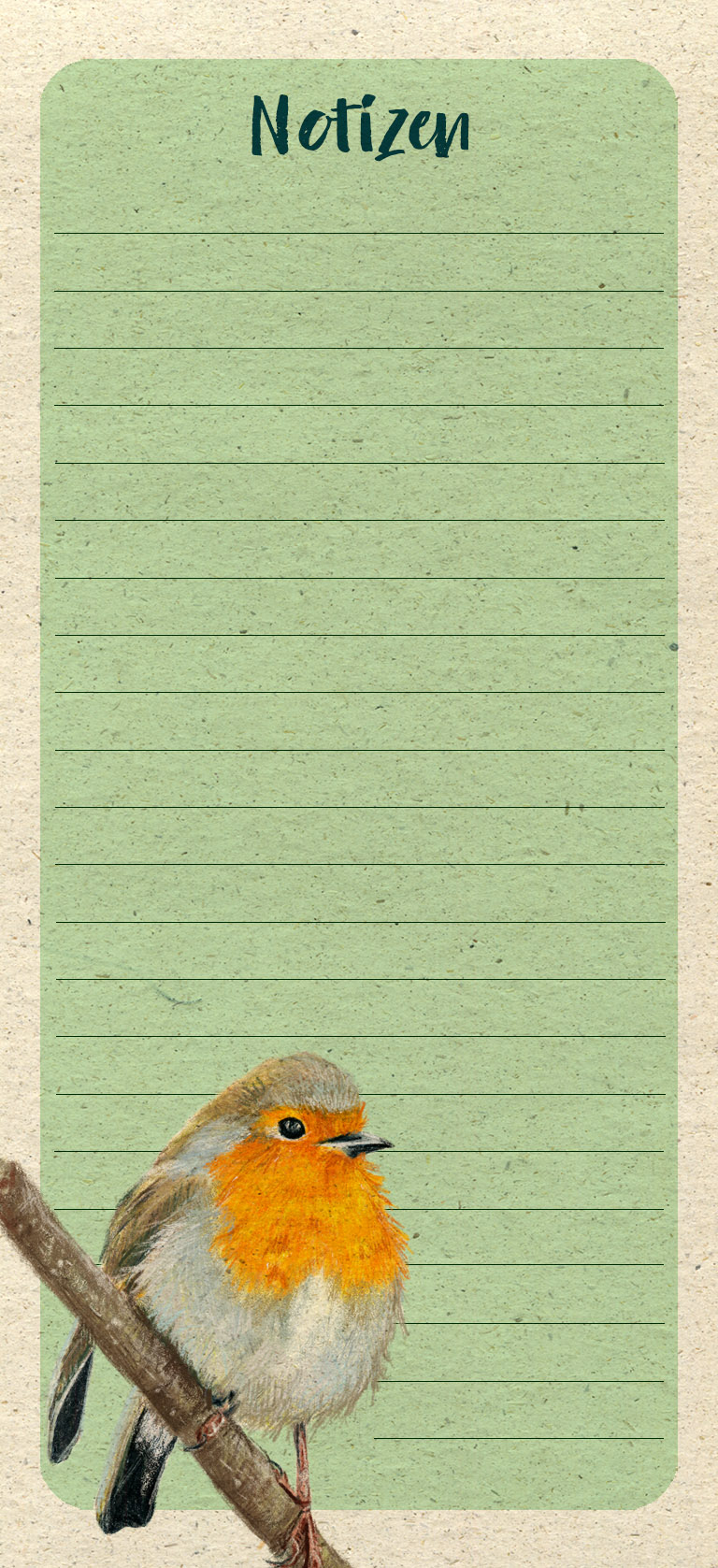 Notizblock - freches Rotkehlchen