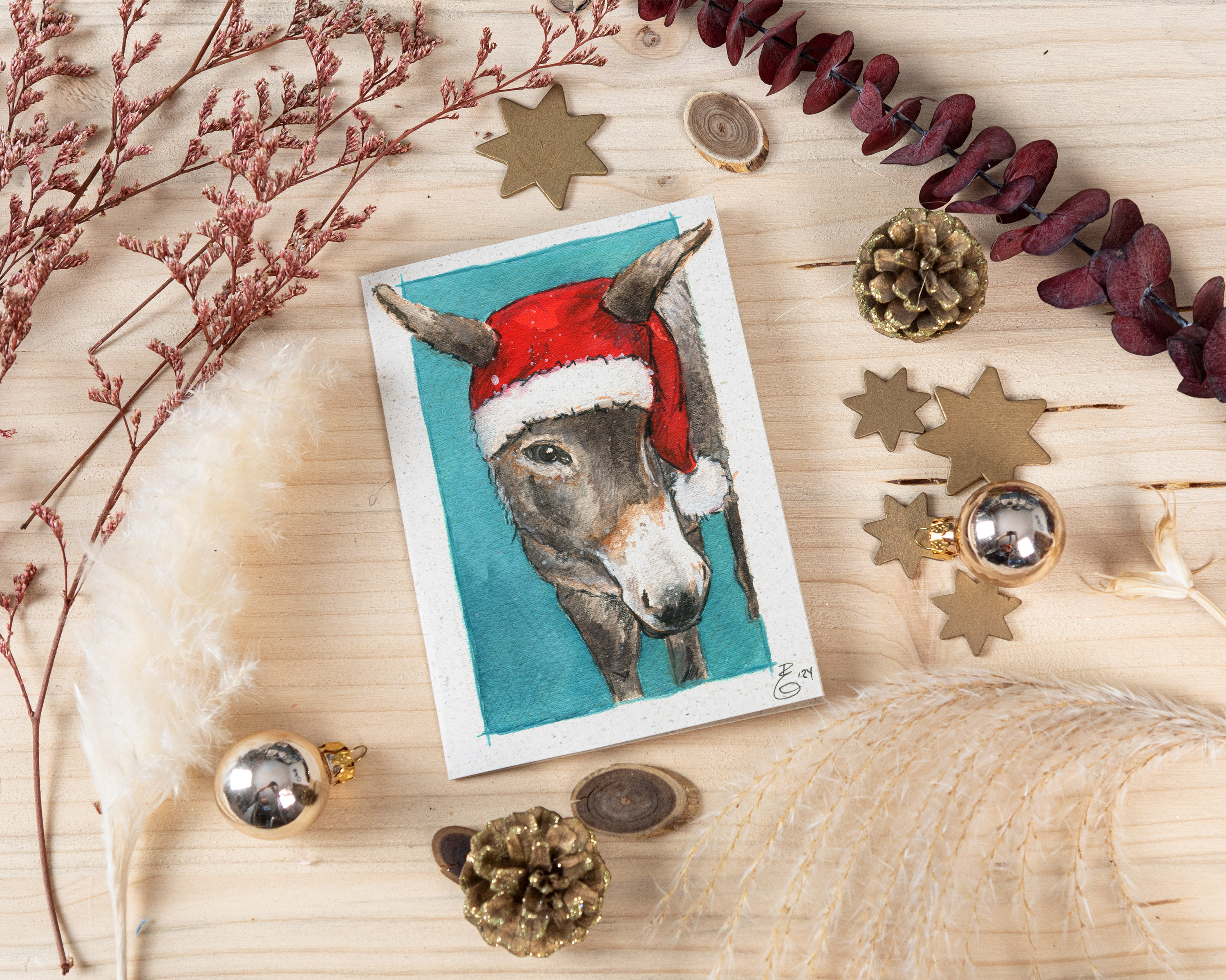 Weihnachtskarte „Weihnachtsesel“