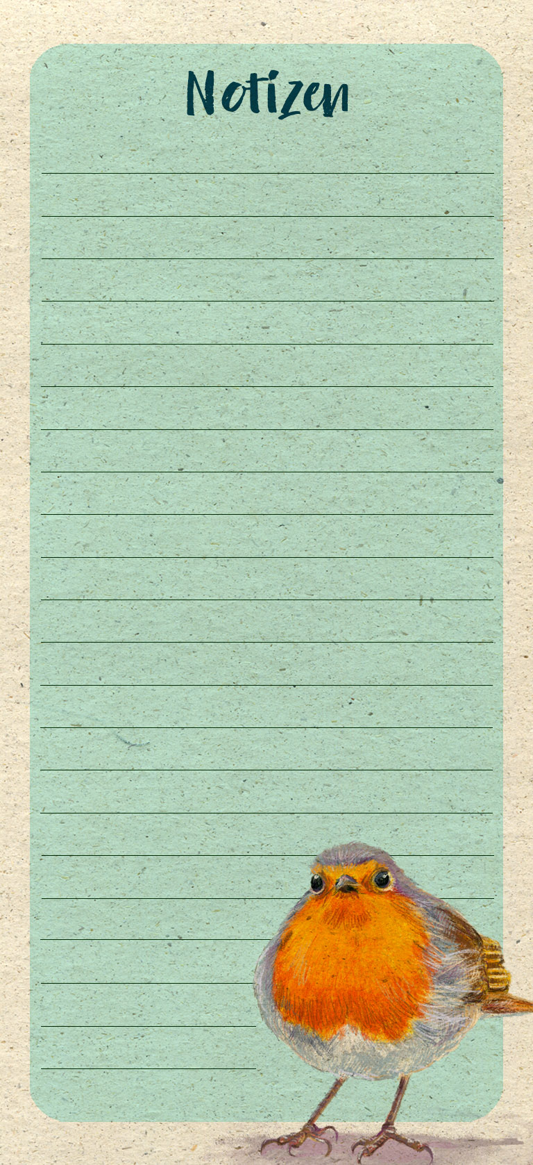 Notizblock - freches Rotkehlchen